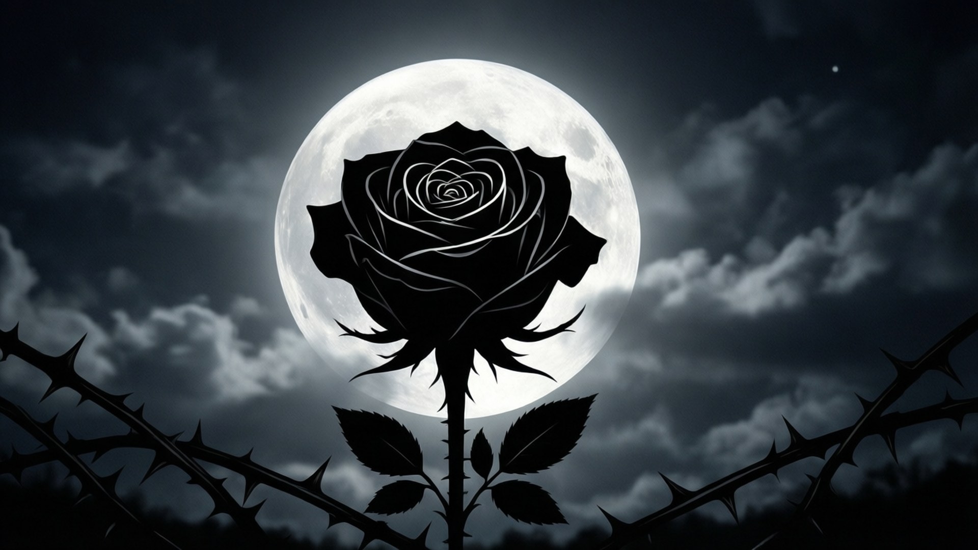 Månesilhuet Sort Rose Wallpapers