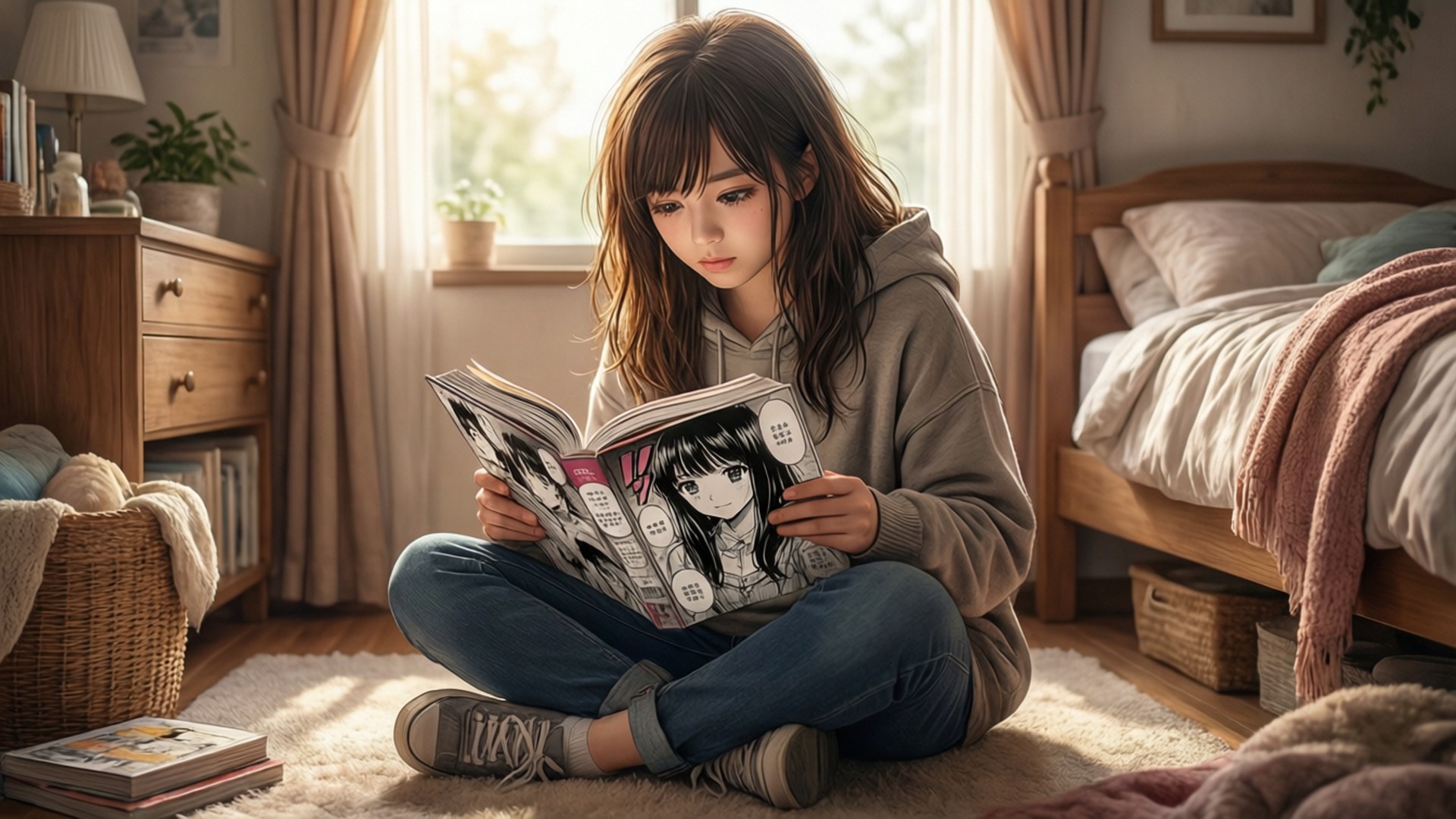 Manga-lykke i læsestunden Wallpapers