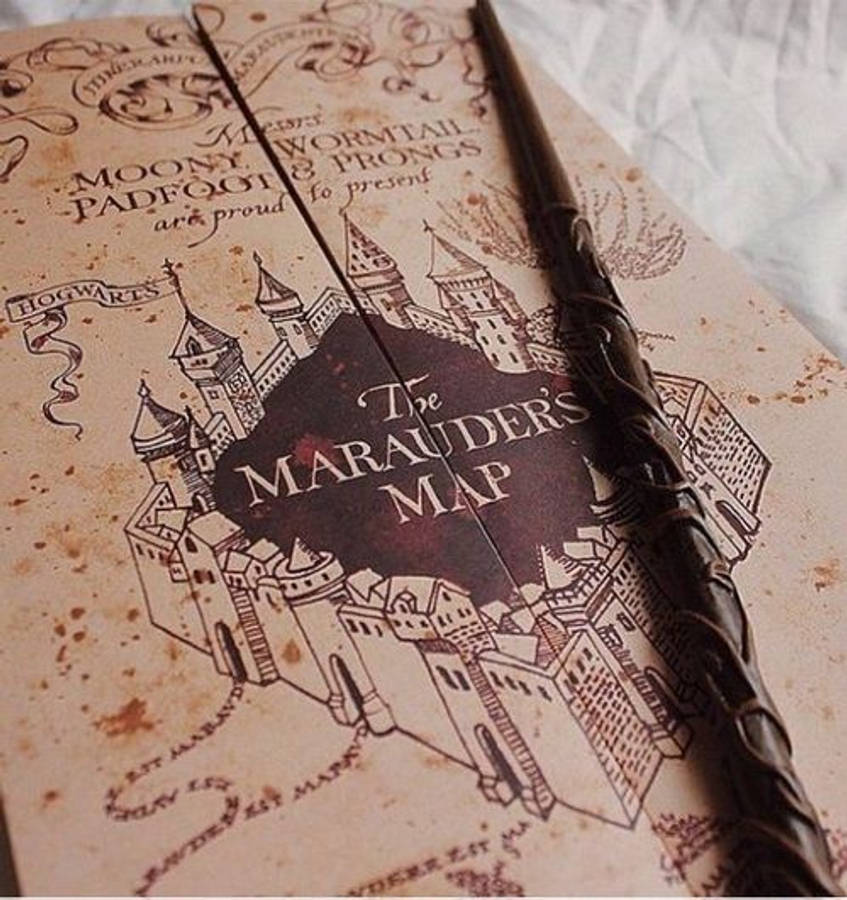 Marauder's Map med tryllestav HP æstetik Wallpapers