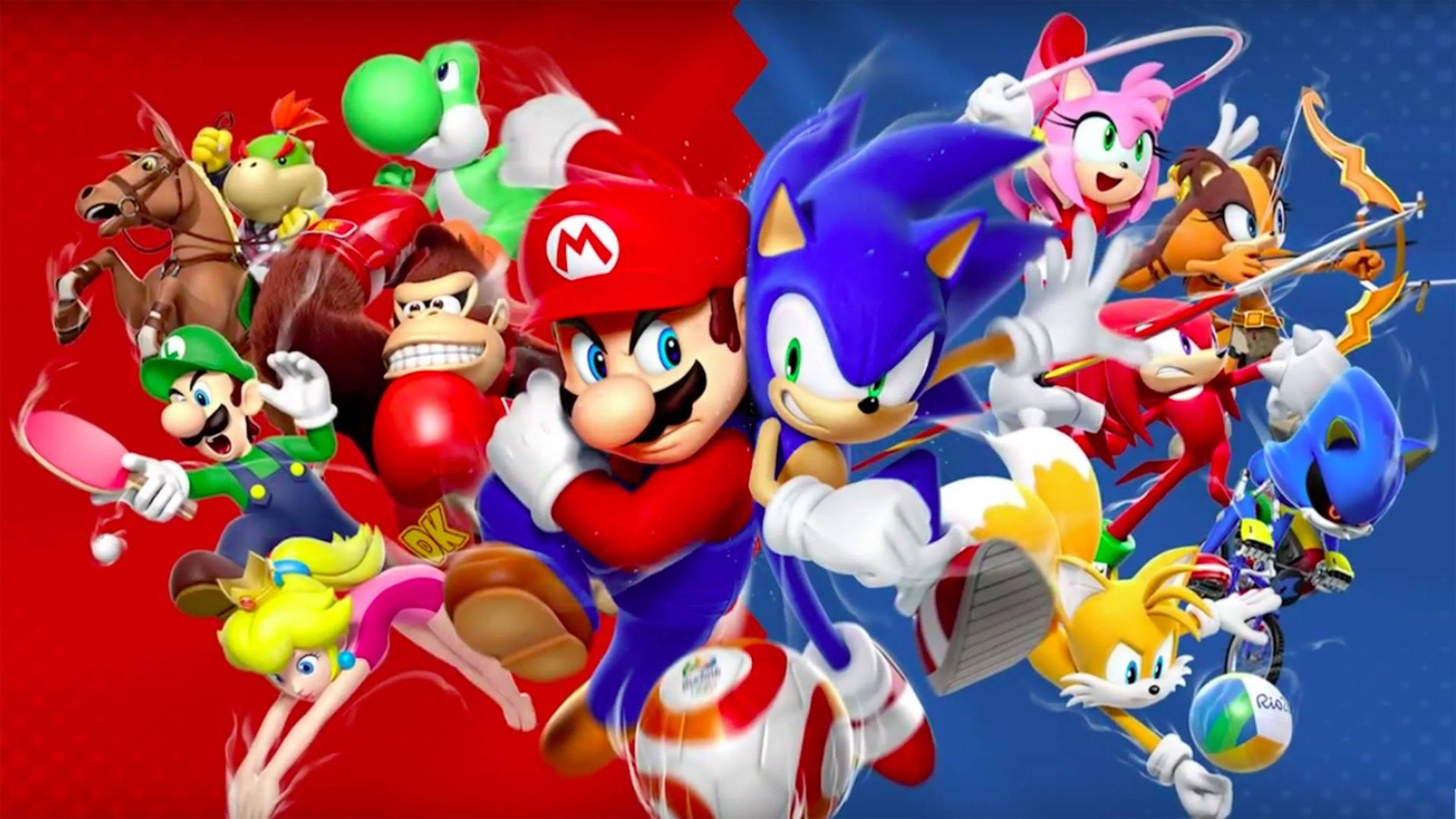 Mario og Sonic slår sig sammen til et sjovt eventyr! Wallpapers