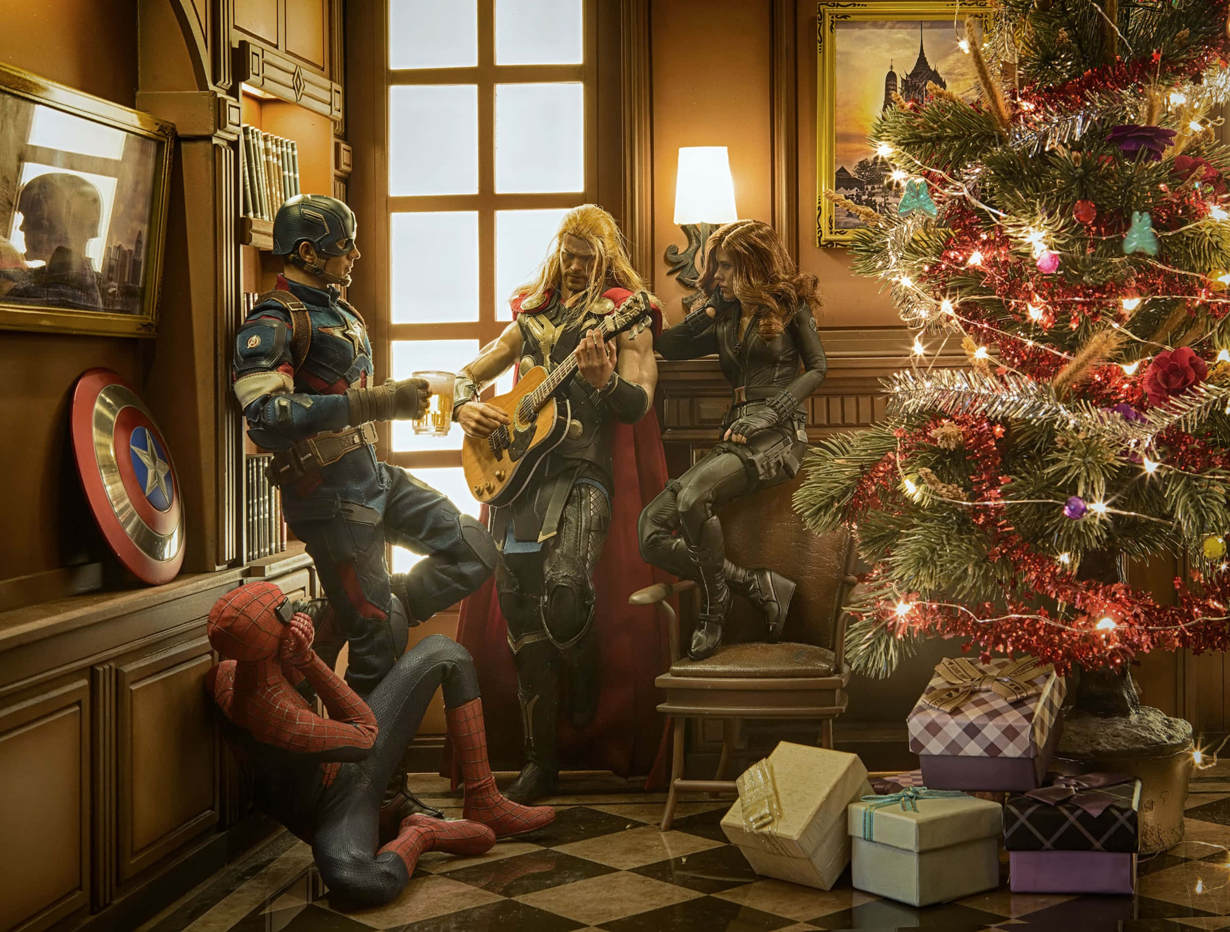 Marvel juletræ superhelte Wallpapers