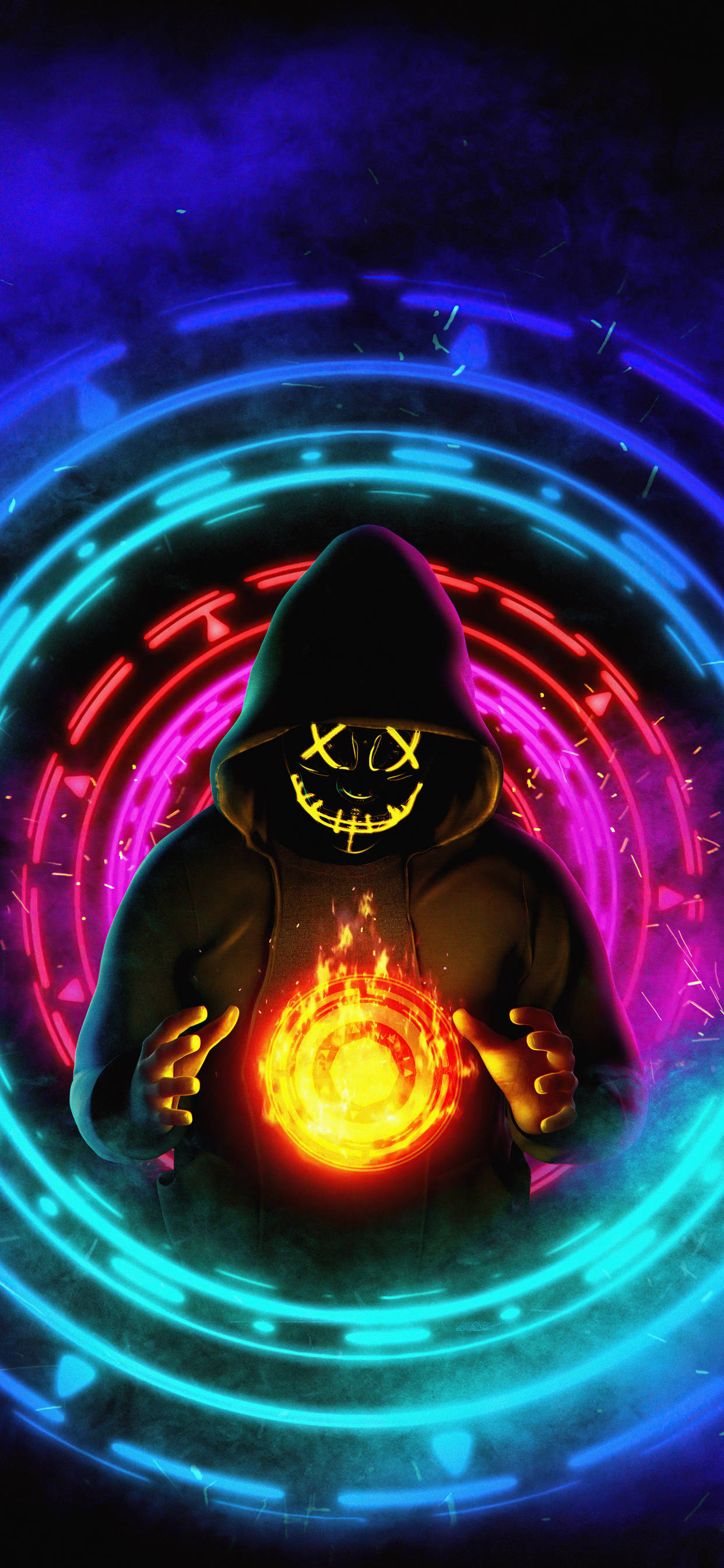 Maskeret mand ild chakra Wallpapers