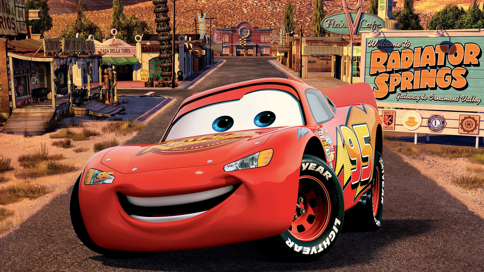 Mater og Lynet McQueen i aktion Wallpapers