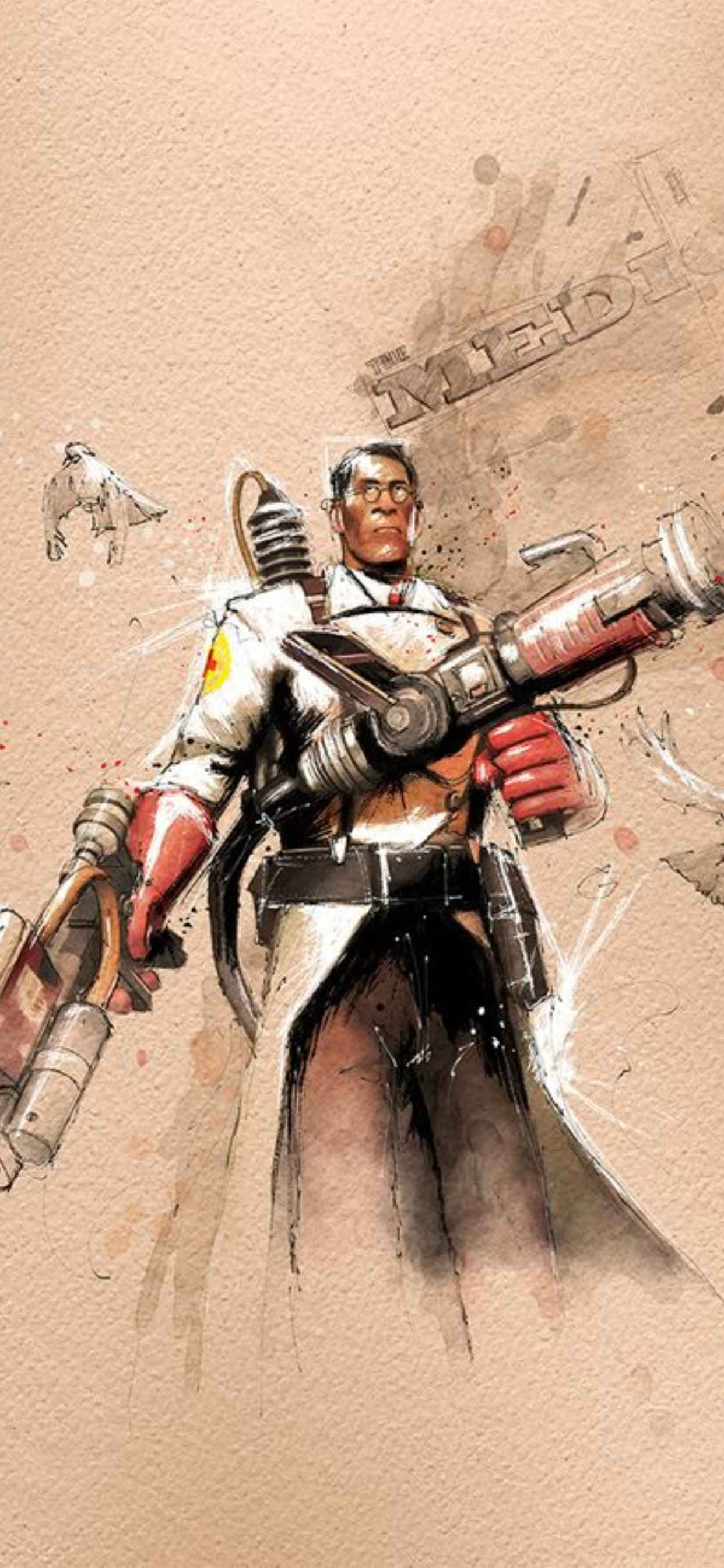 Medic Karakterdesign Portræt iPhone Xs Max Team Fortress 2 Baggrund Wallpapers