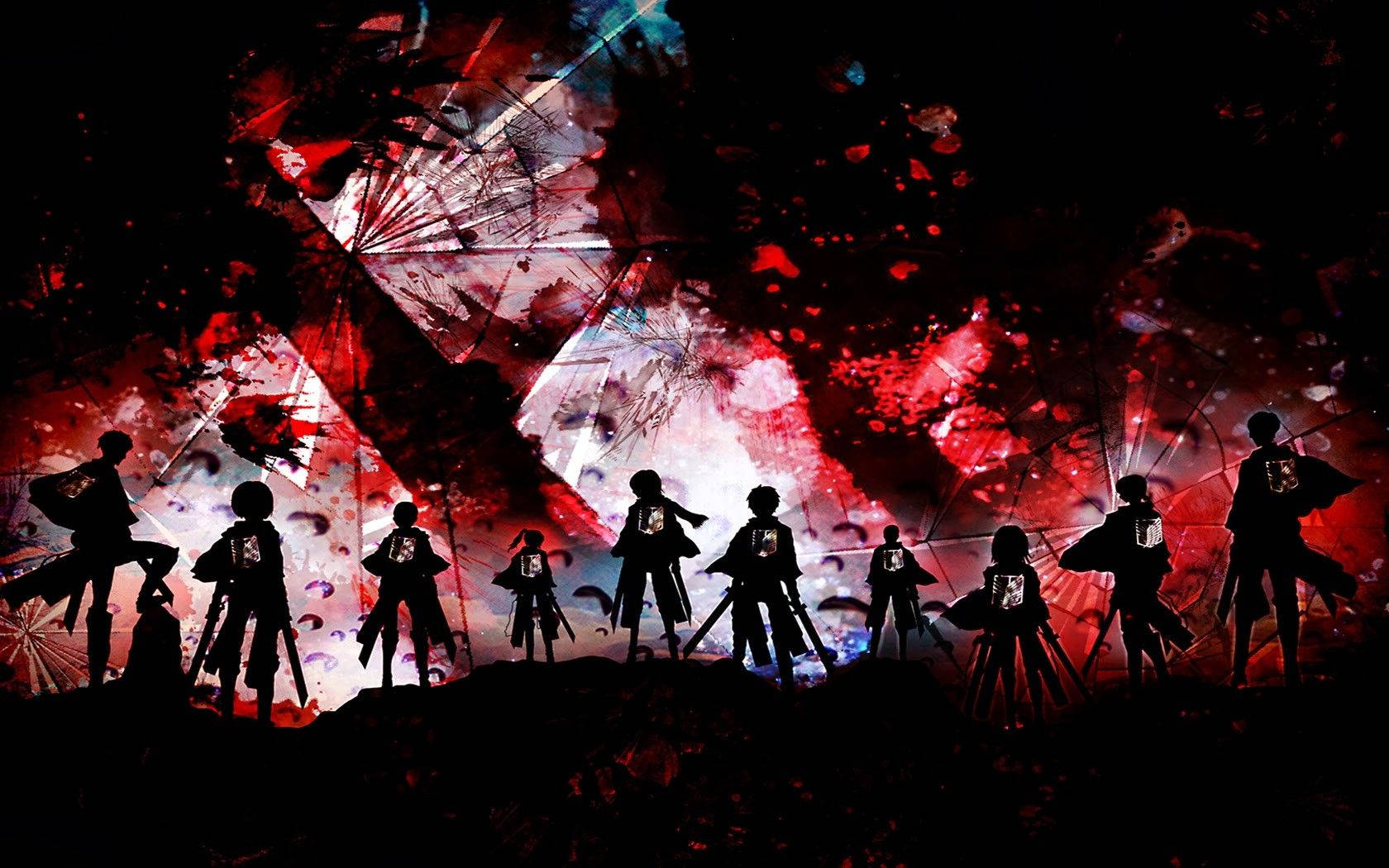 Medlemmer af Spejderkorpset rejser sig modigt i Attack on Titan Wallpapers