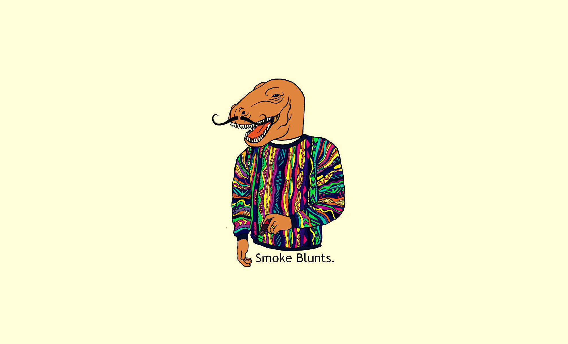 Menneske med dinosaurehoved ryger blint Wallpapers