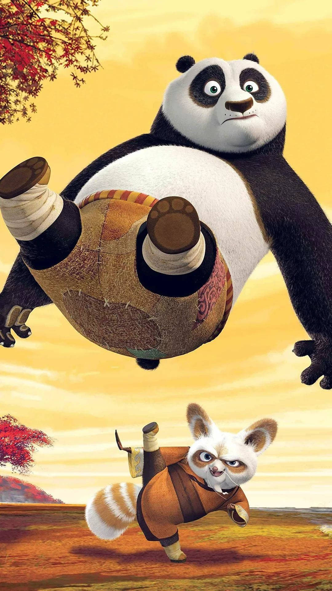 Mester Shifu og Po tegneserie-telefon Wallpapers