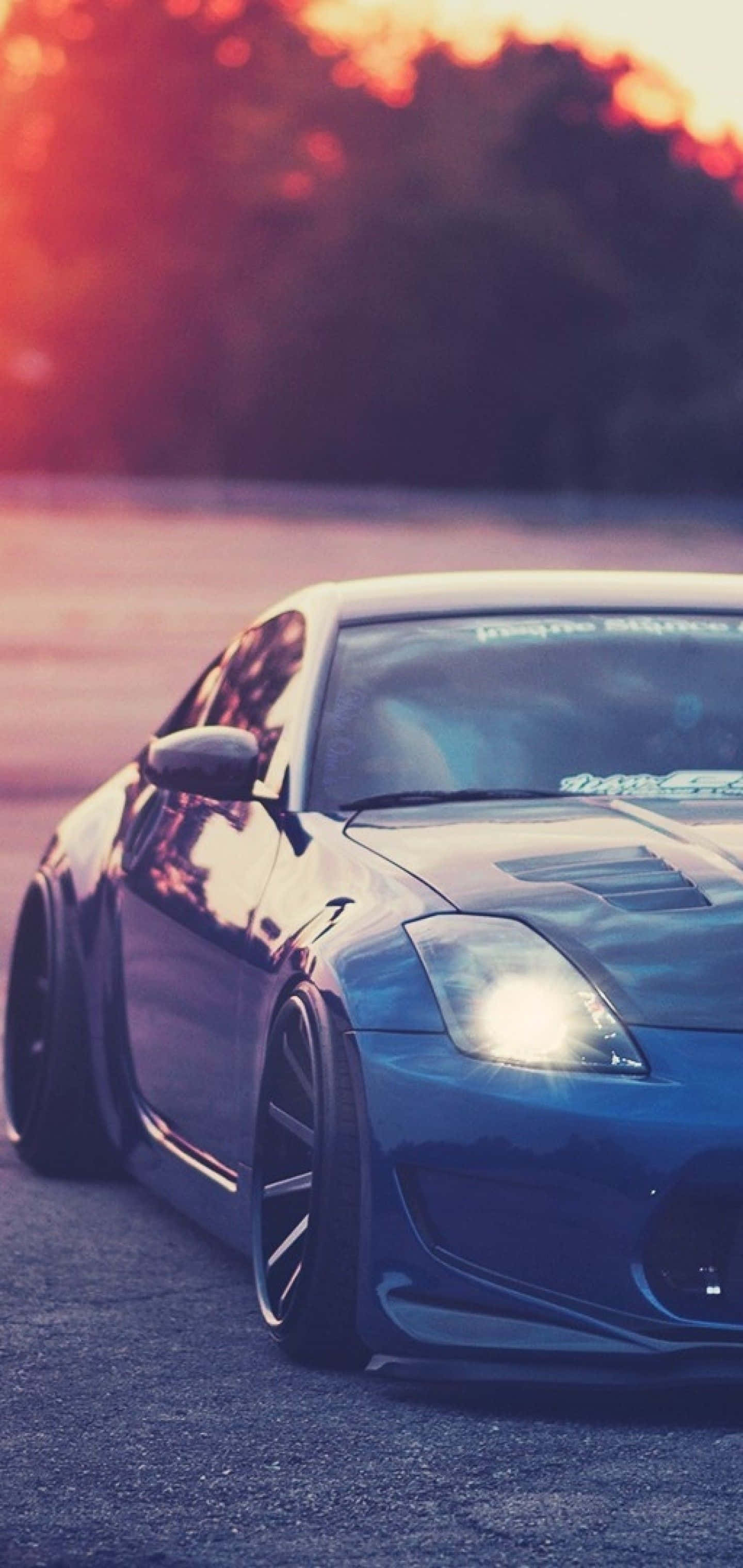 Metallisk blå Nissan 350Z iPhone Wallpapers