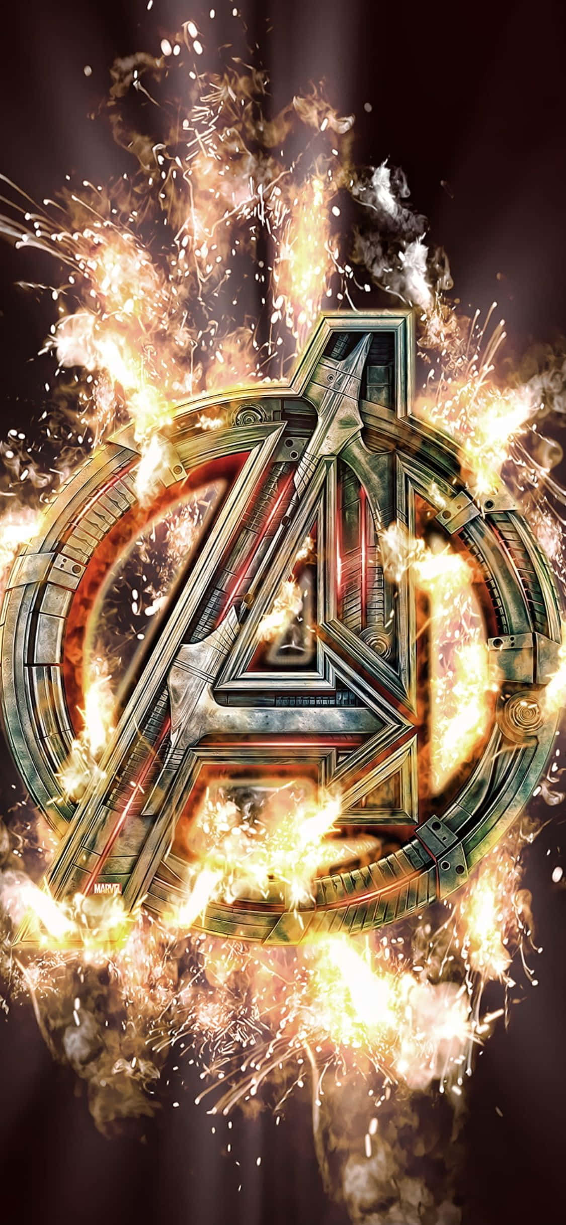 Metallisk Logodesign iPhone XS Avengers Baggrund Wallpapers