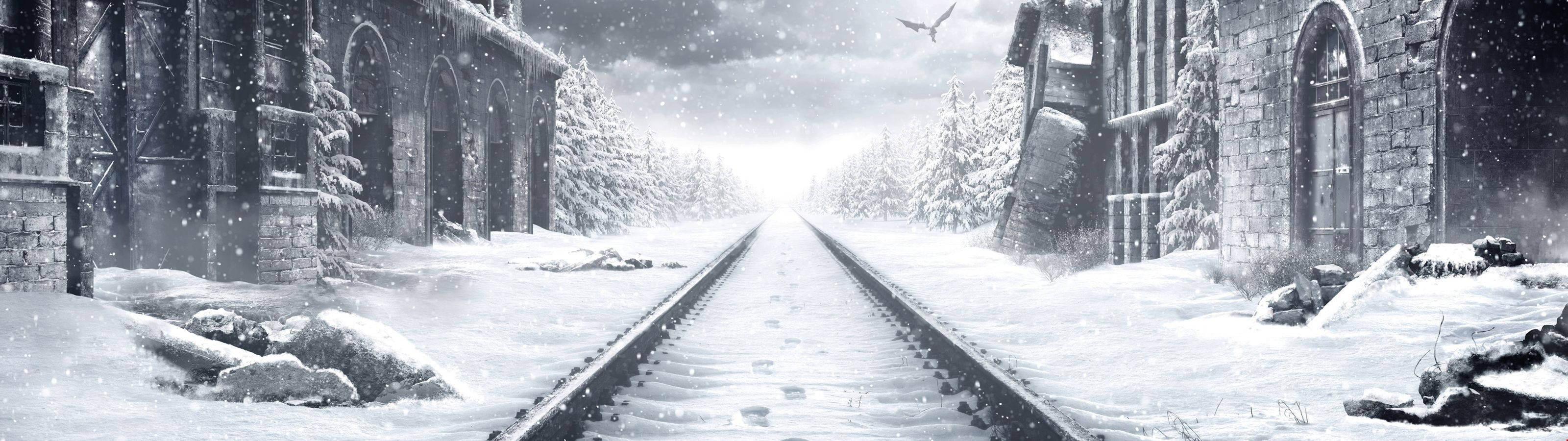 Metro Exodus bygning i sne Wallpapers