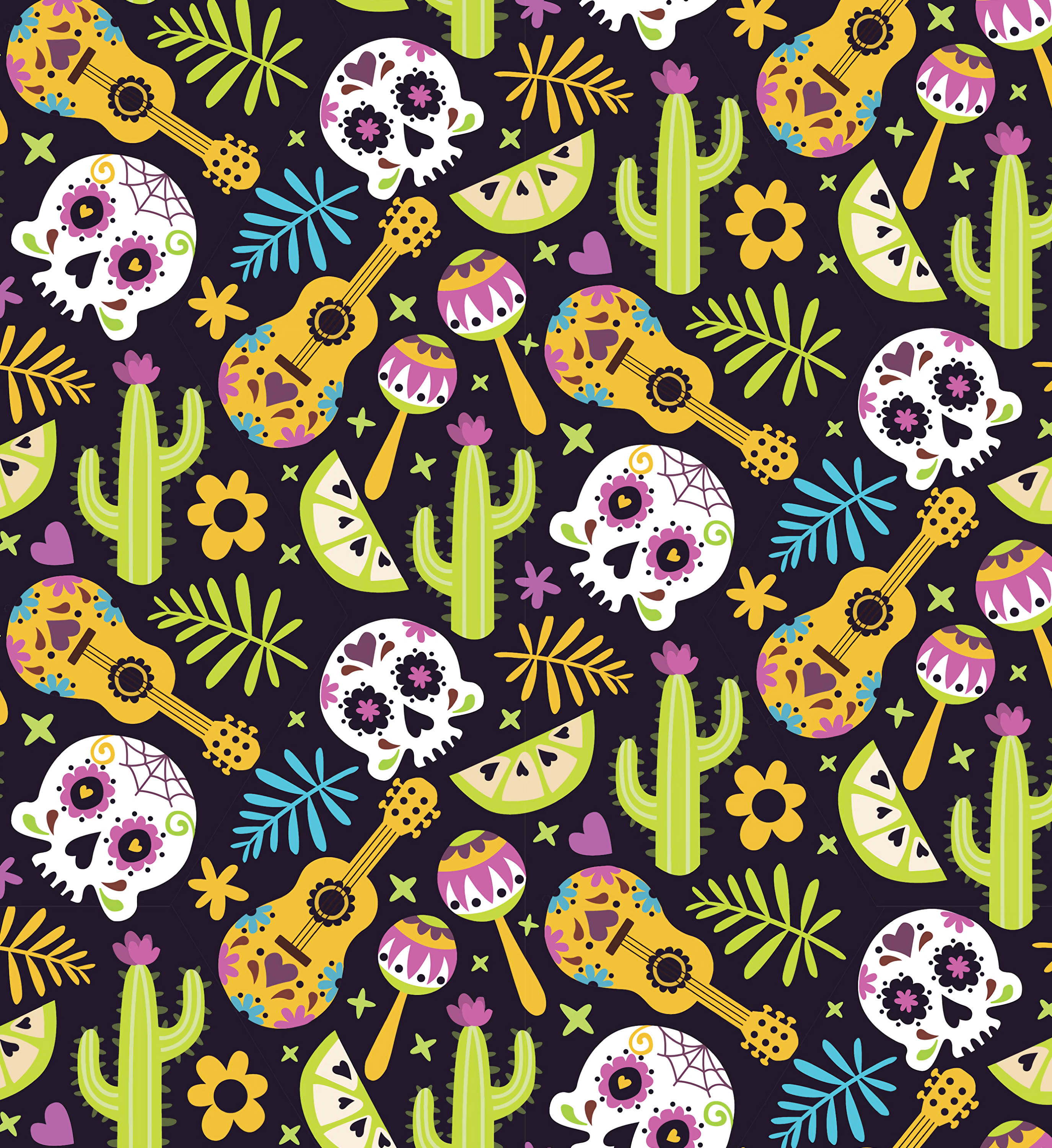 Mexico kranie-kaktus-guitar mønstre Wallpapers