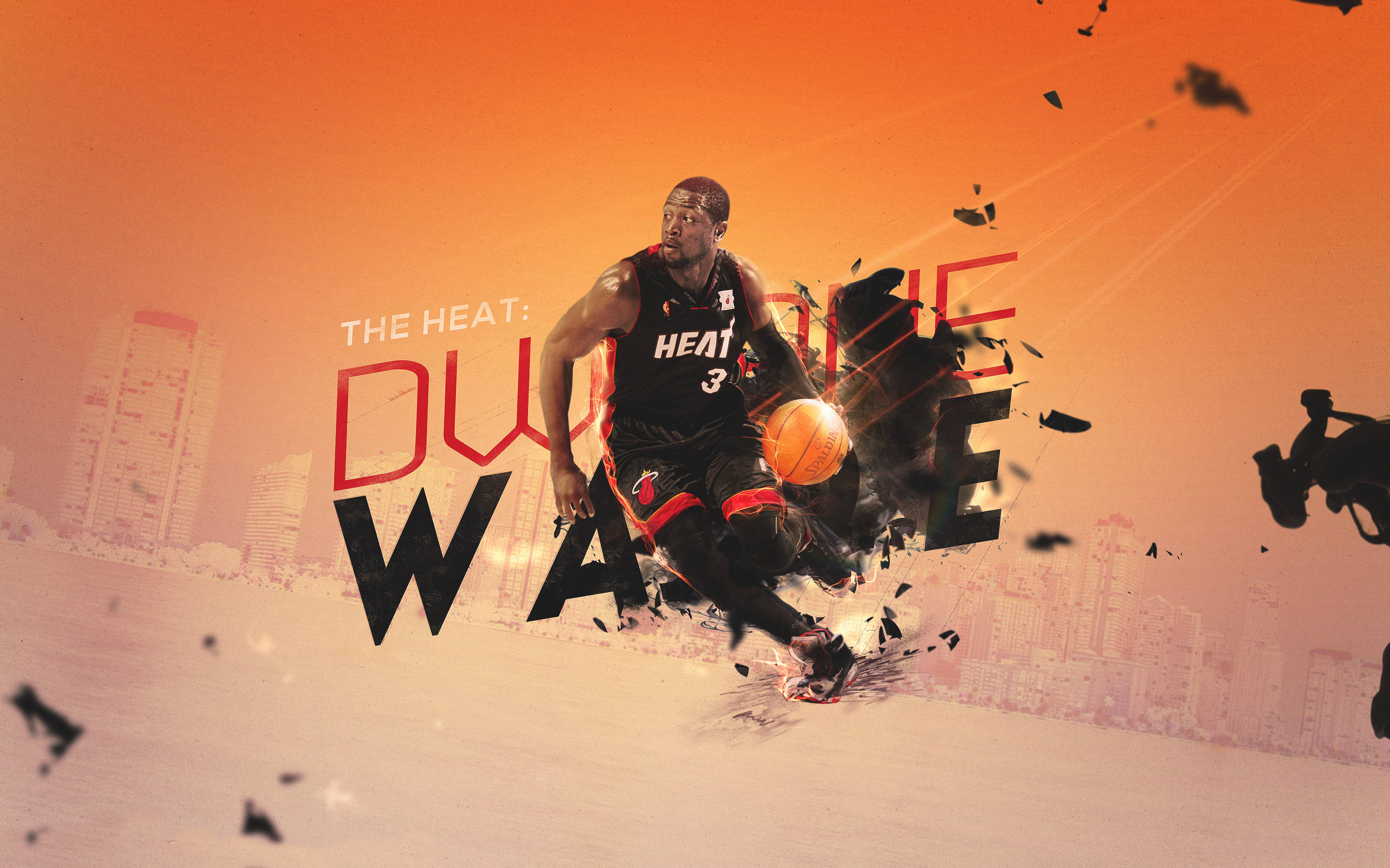 Miami Heat Dwyane Wade Digitalt Kunstværk Wallpapers