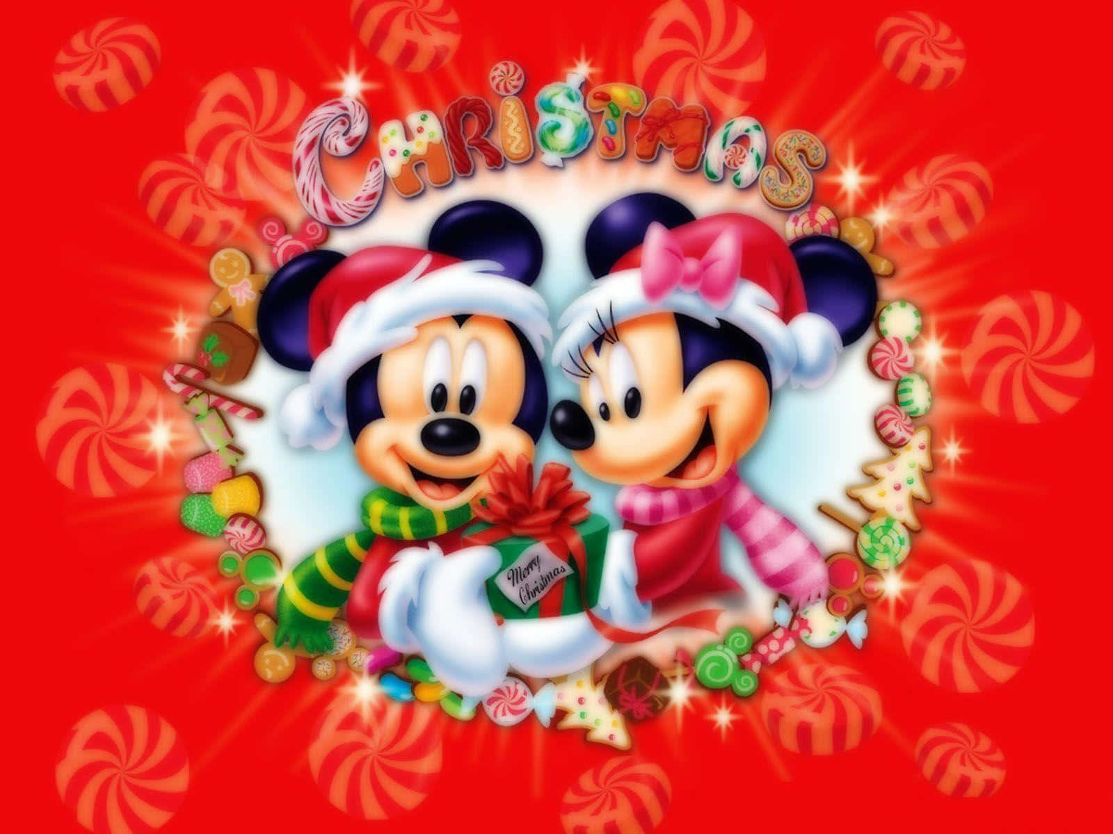 mickey og minnie mouse julebaggrund Wallpapers