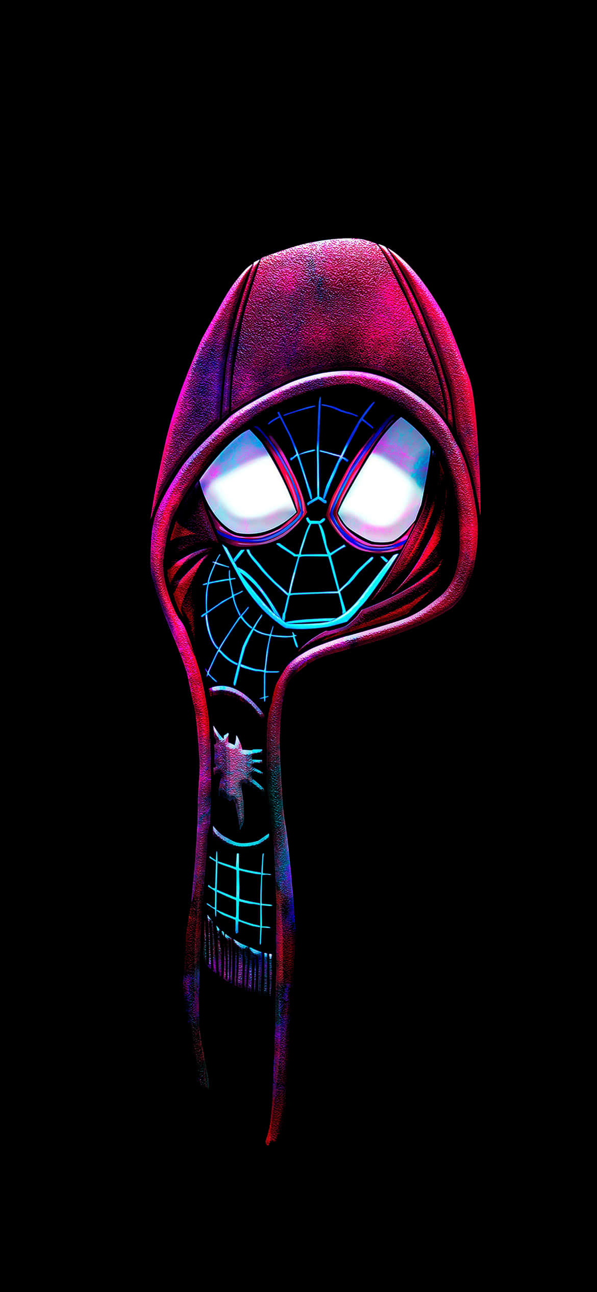 Miles Morales som Spider-Man lysende i neon baggrund Wallpapers