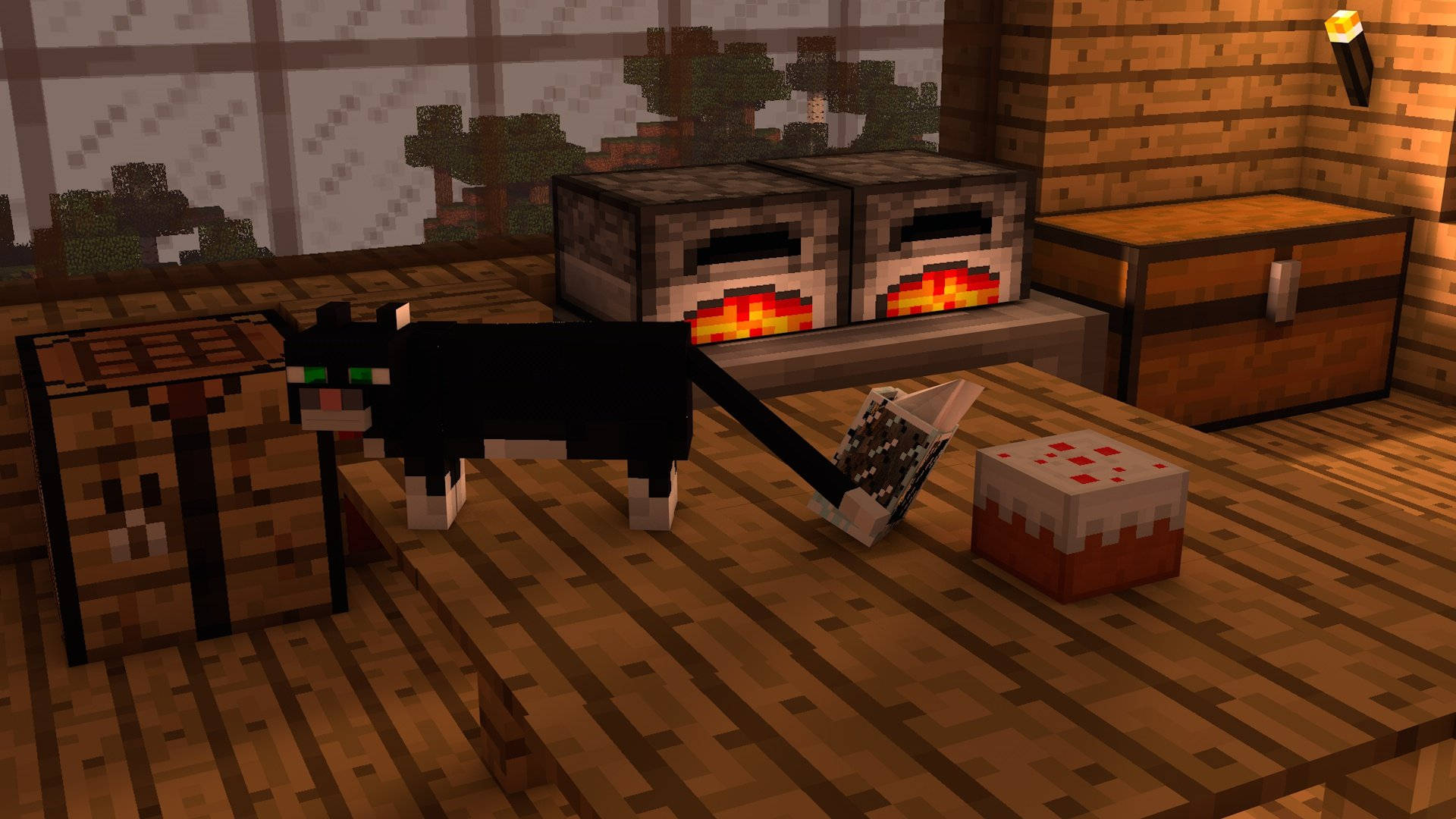 Minecraft æstetisk sort kat kasser Wallpapers