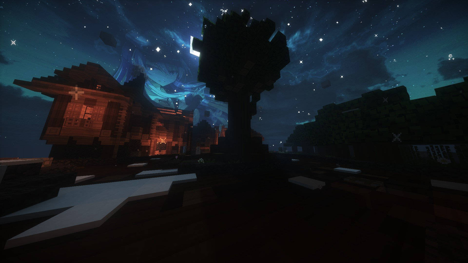 Minecraft Aestetisk Nattehimmel Wallpapers