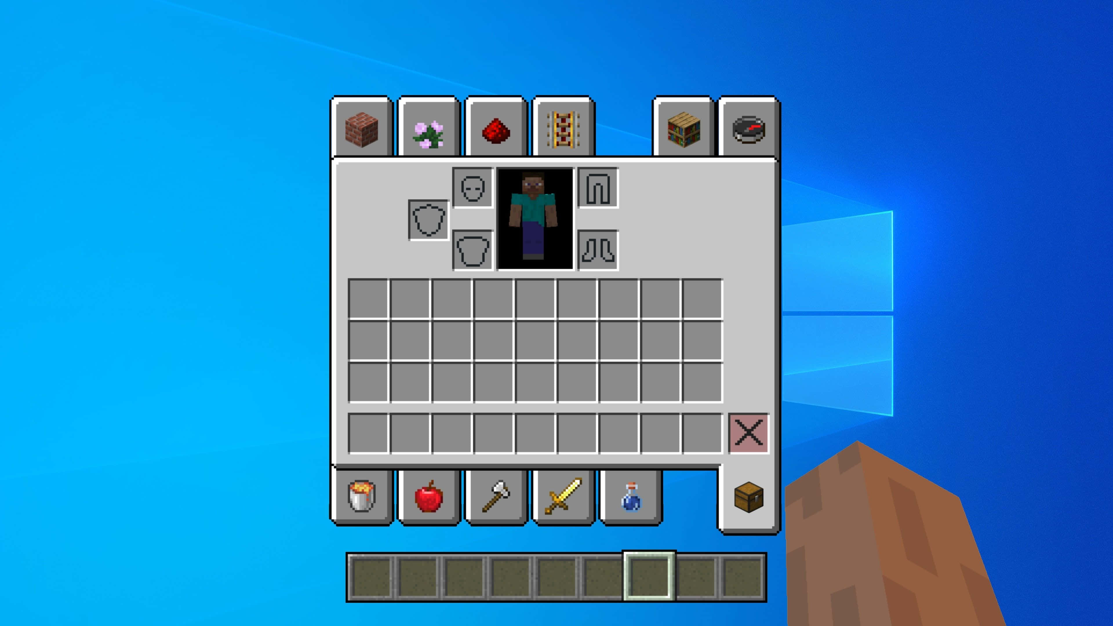 Minecraft-beholdning med Steve's hånd Wallpapers