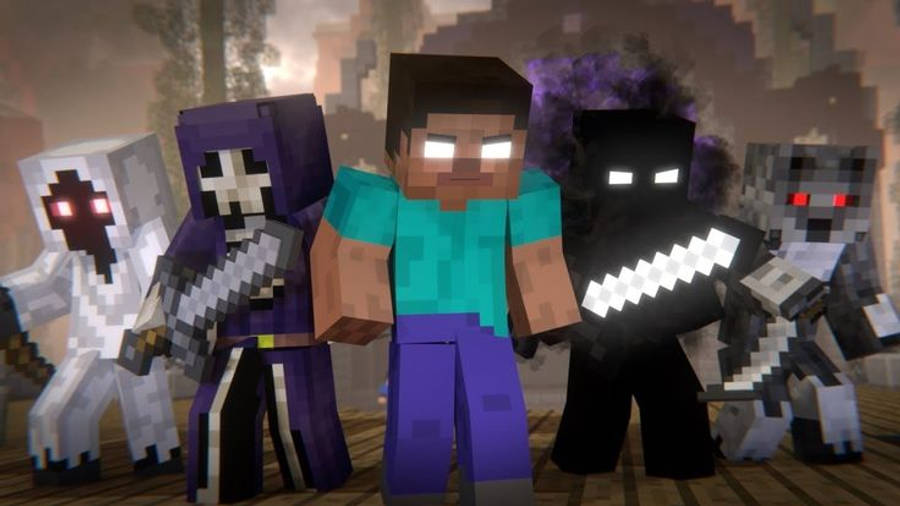 Minecraft Herobrine med monstre og Entity Wallpapers