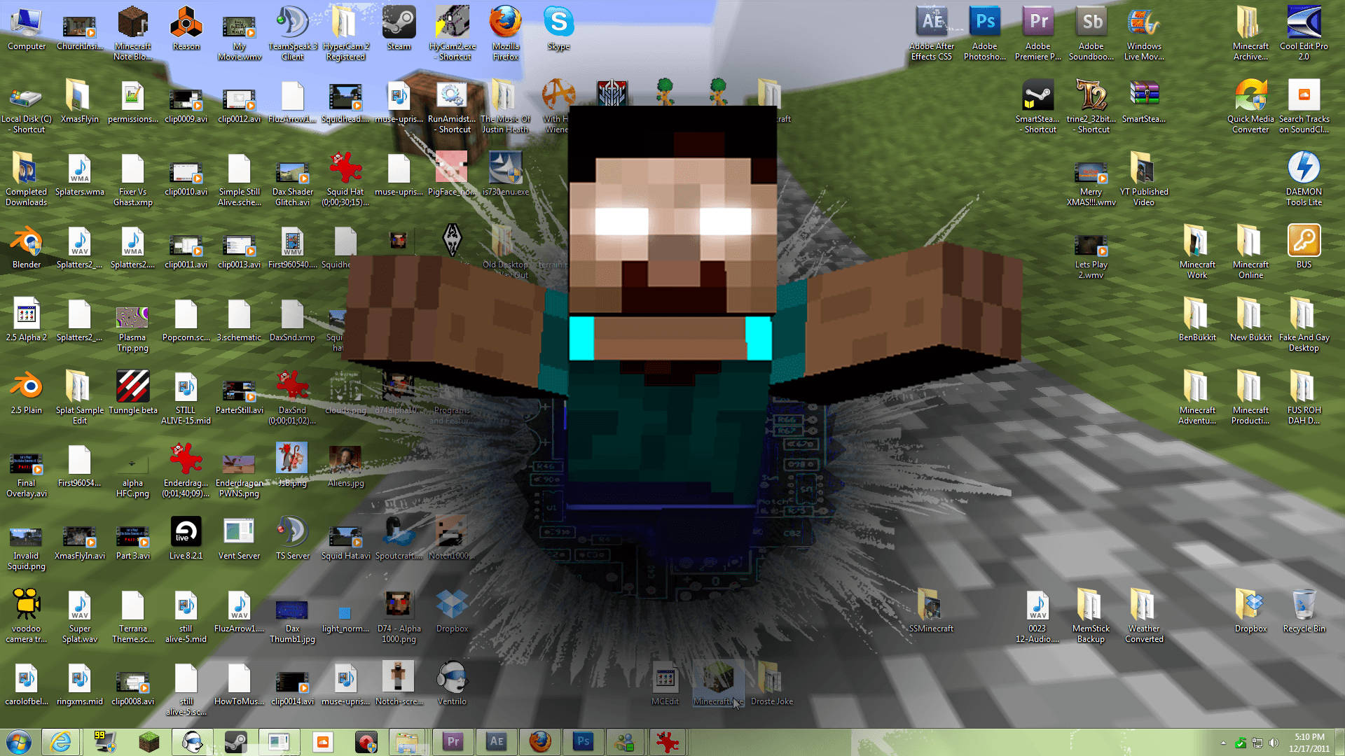 Minecraft Herobrine bryder ud af computerskærm Wallpapers