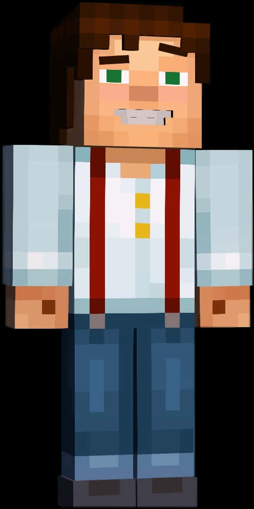 Minecraft_ karakter_ i_ røde_ seler Wallpapers