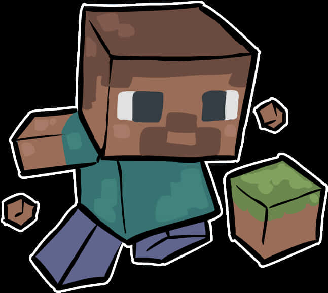 Minecraft_ Karakter_ og_ Klodser_ Vektor Wallpapers