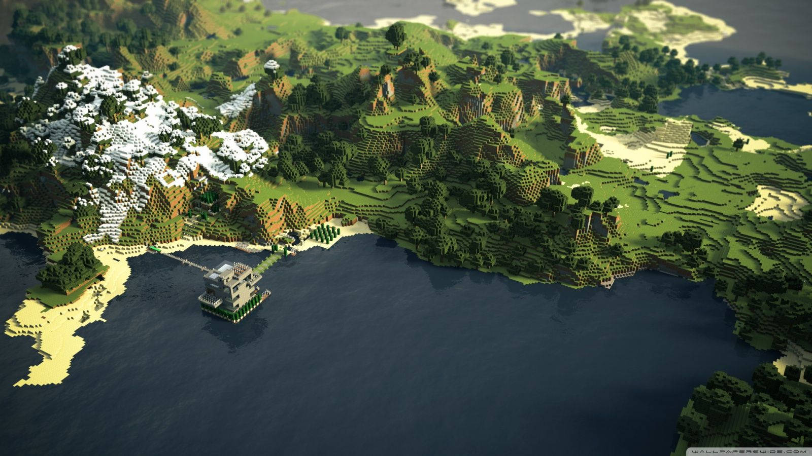 Minecraft ocean skov landskab Wallpapers