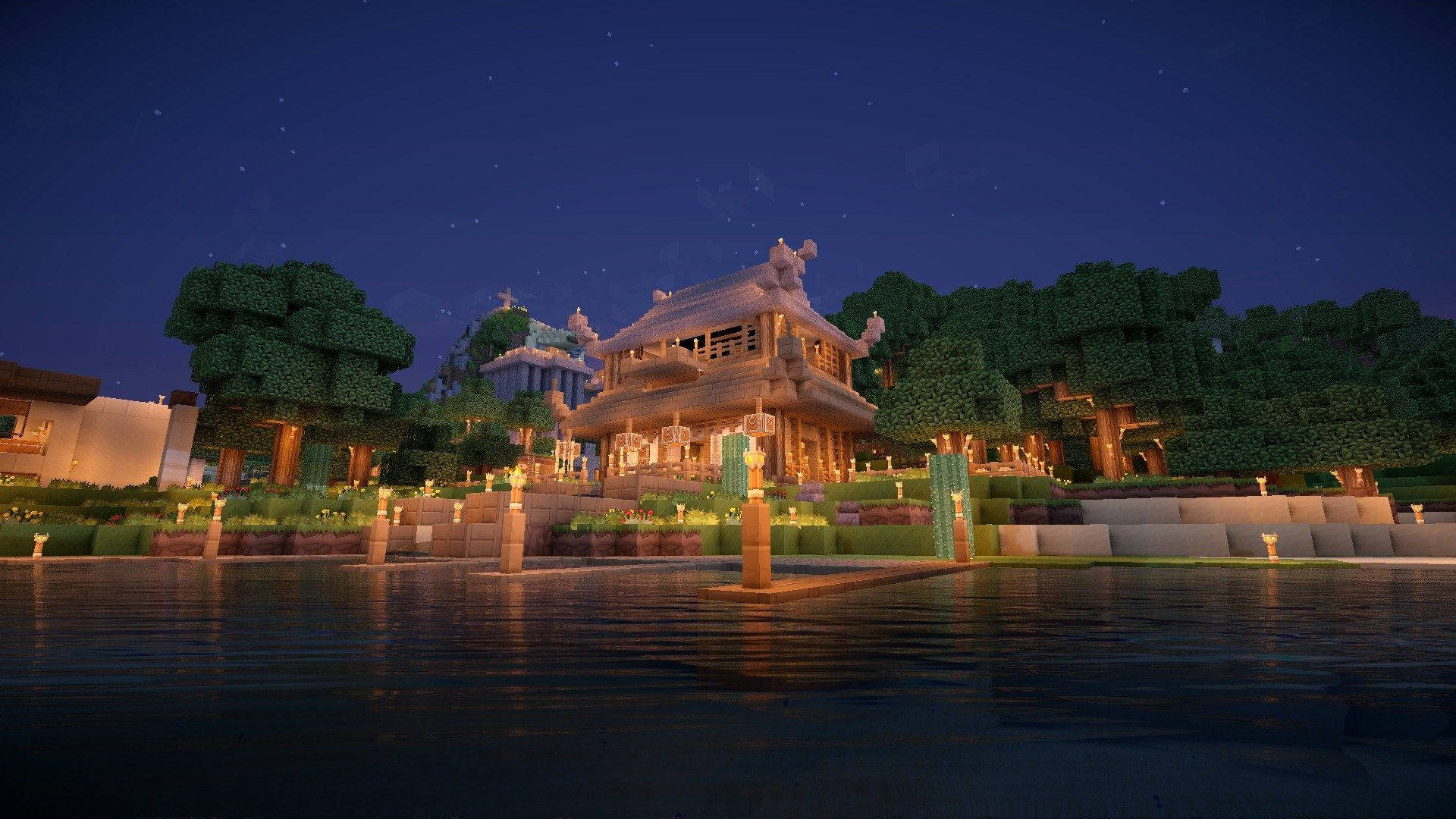 Minecraft PC Traditionelt Japansk Hus Wallpapers