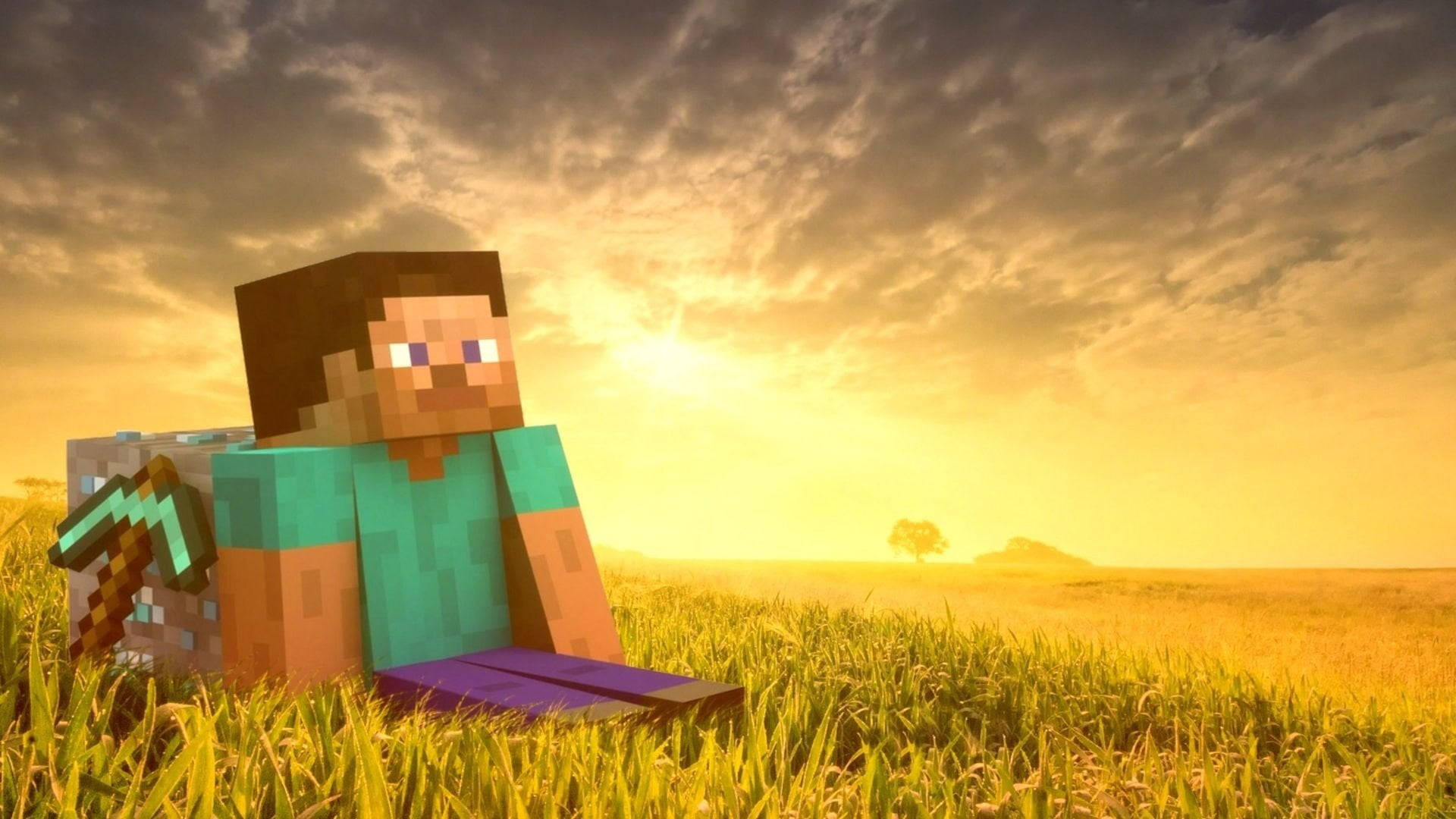 Minecraft Steve 1080p Spil Wallpapers