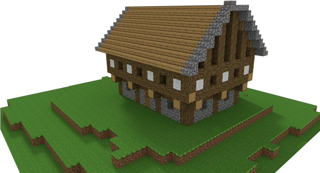 Minecraft-stil virtuelt herregårdsmodel Wallpapers