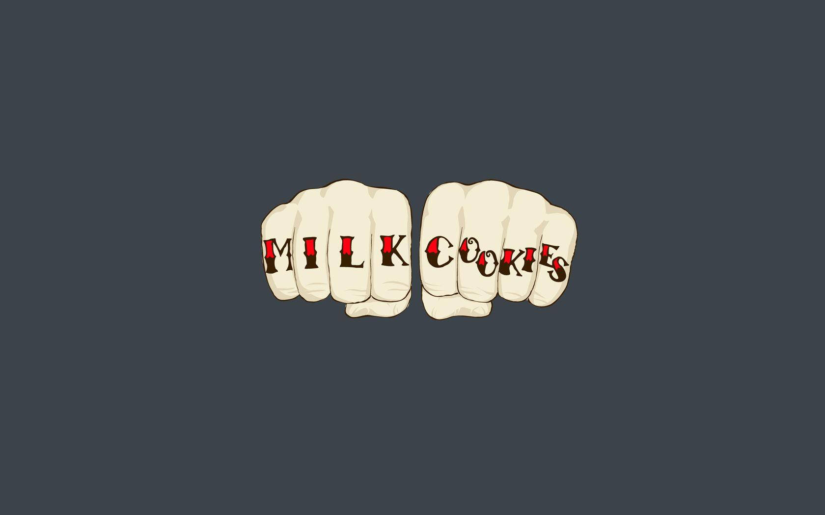 Minimalistisk æstetisk mælkekiks trykt på næver Wallpapers