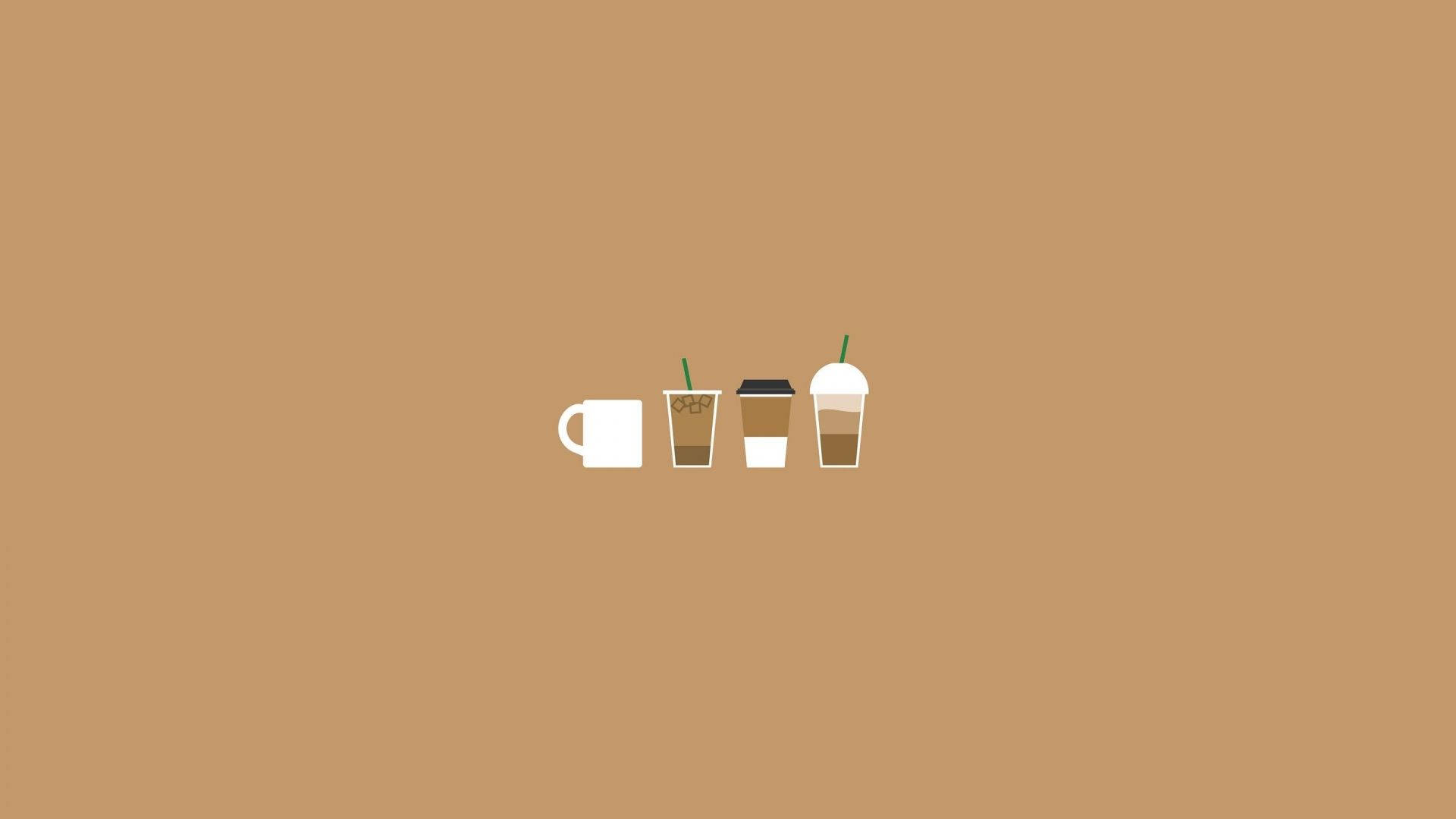 Minimalistisk æstetisk skrivebordsbaggrund med kaffeikoner Wallpapers