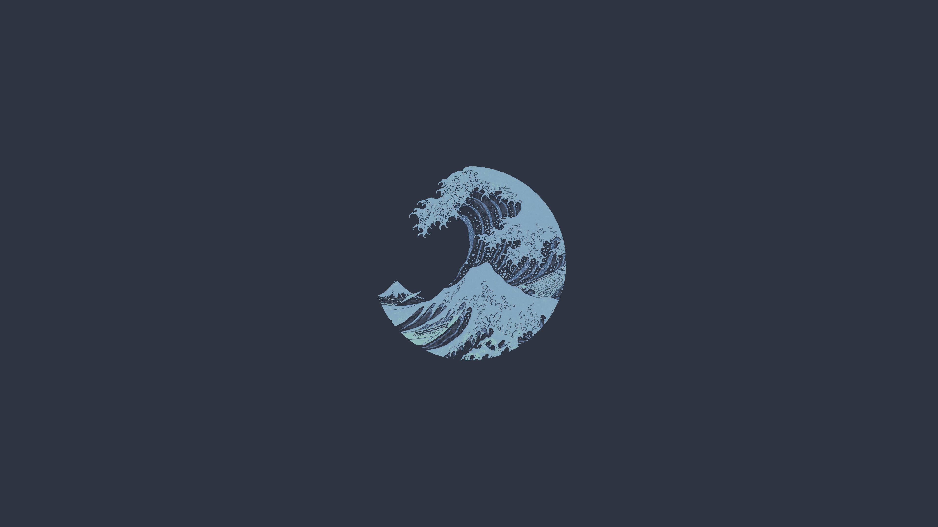 Minimalistisk æstetisk laptop med Den Store Bølge Wallpapers