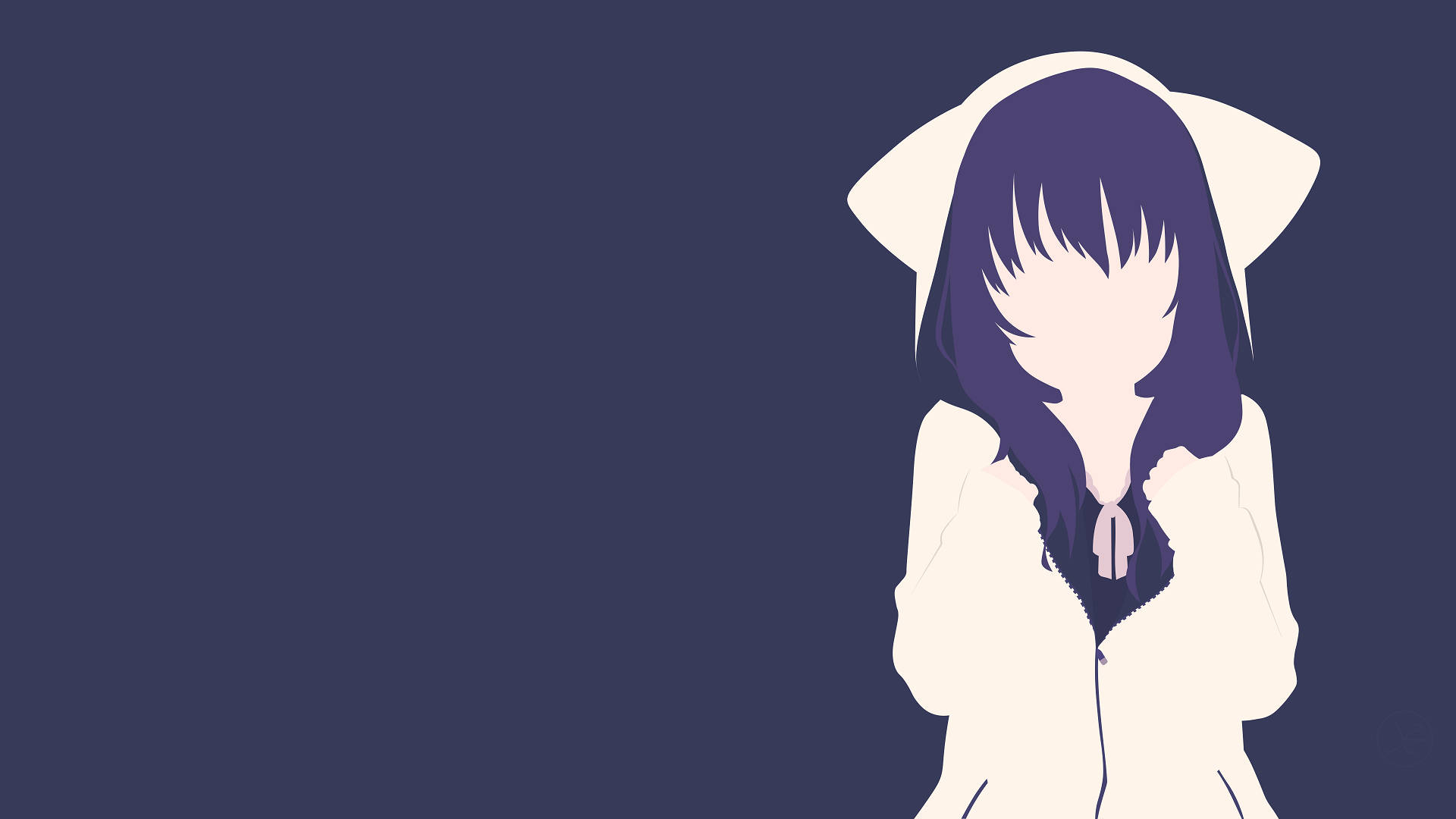 Minimalistisk animepige med sød kattehættetrøje Wallpapers