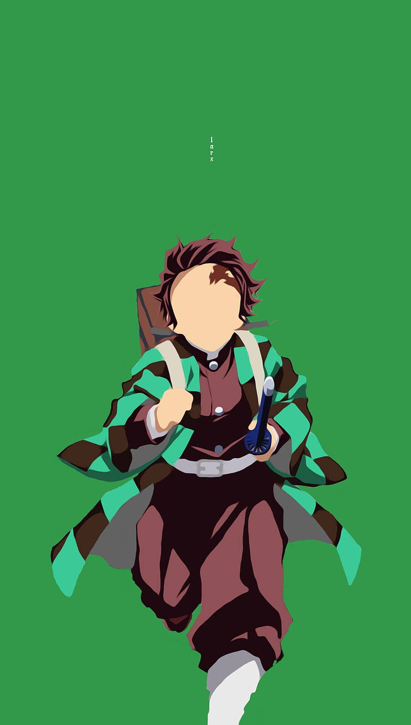 Minimalistisk anime-kunst – Tanjiro Kamado fra Demon Slayer til telefonskærm Wallpapers