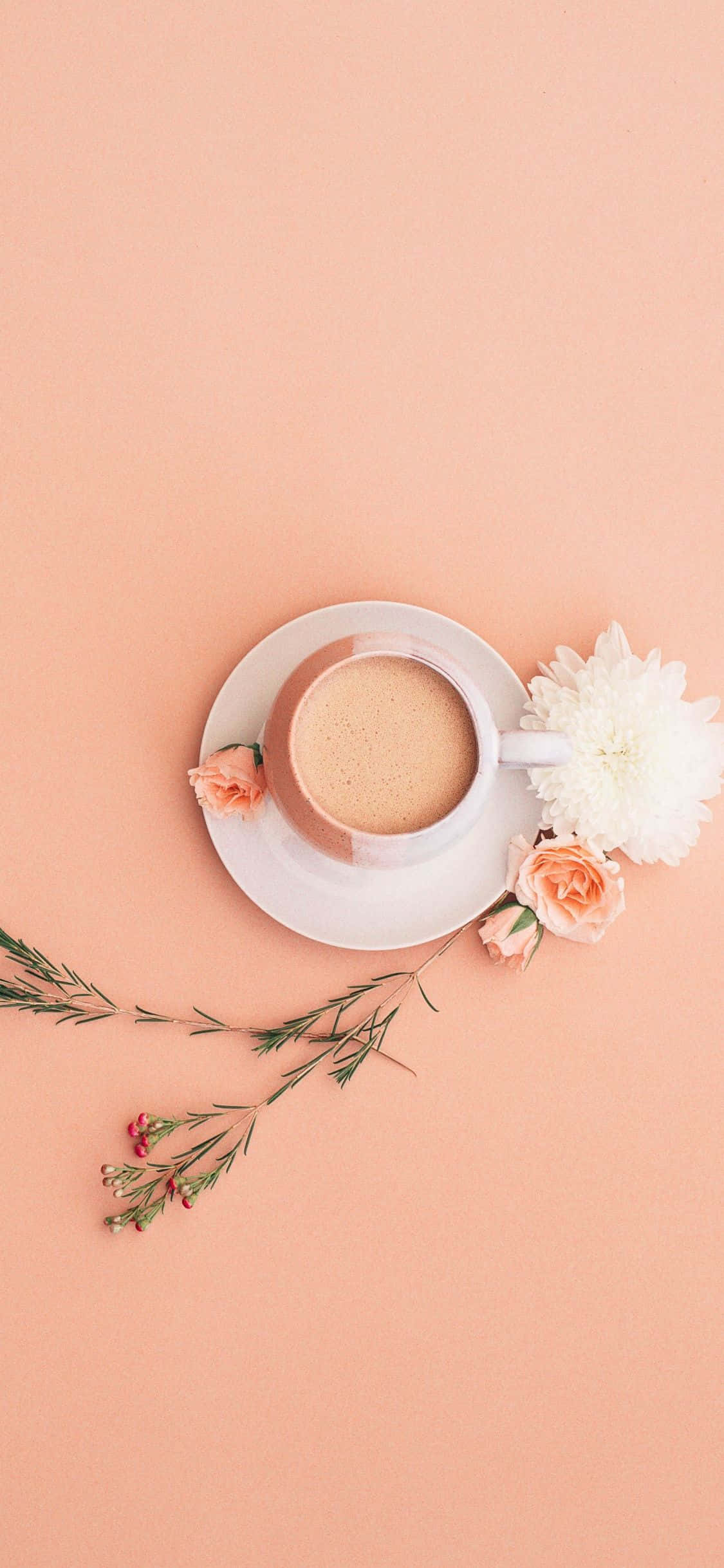 Minimalistisk Blomst Og Kop Kaffe Wallpapers