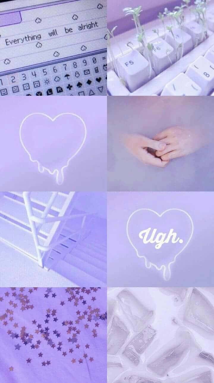 Minimalistisk collage lavendel pastel lilla æstetisk baggrund Wallpapers