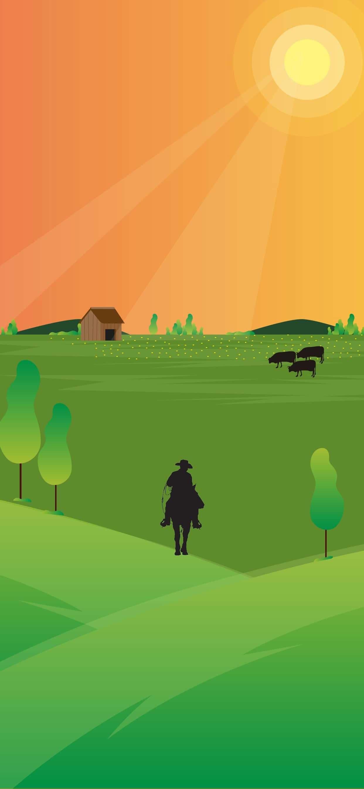 Minimalistisk Cowboy iPhone Vektorkunst Wallpapers