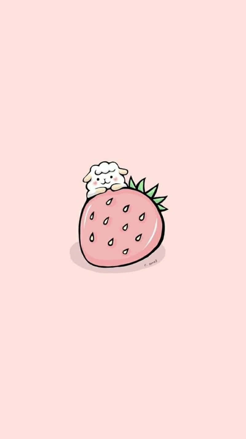 Minimalistisk får pastel sød jordbær Wallpapers