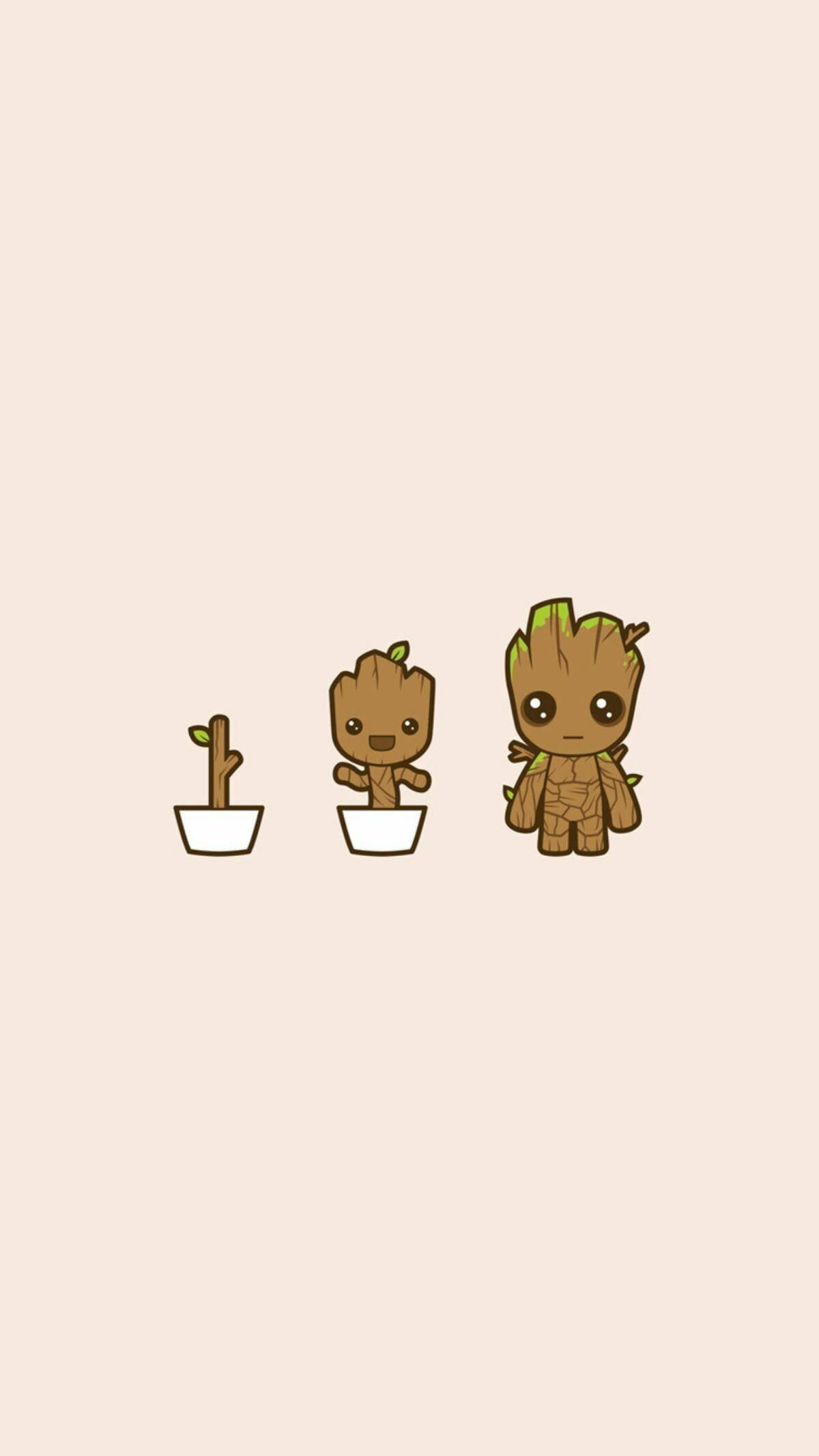 Minimalistisk Groot-kunst 4K Marvel iPhone Wallpapers