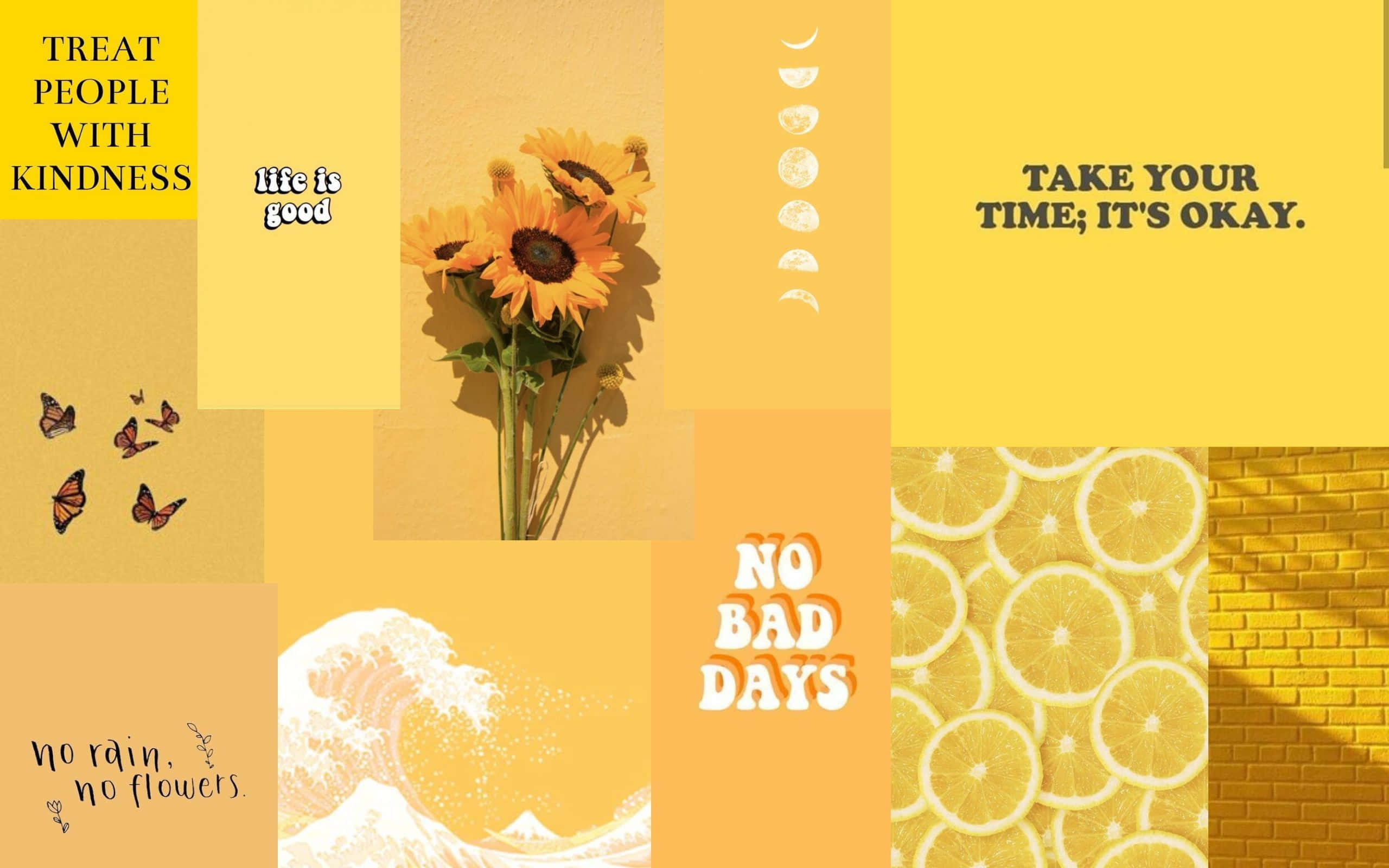 Minimalistisk gul æstetisk collage Wallpapers