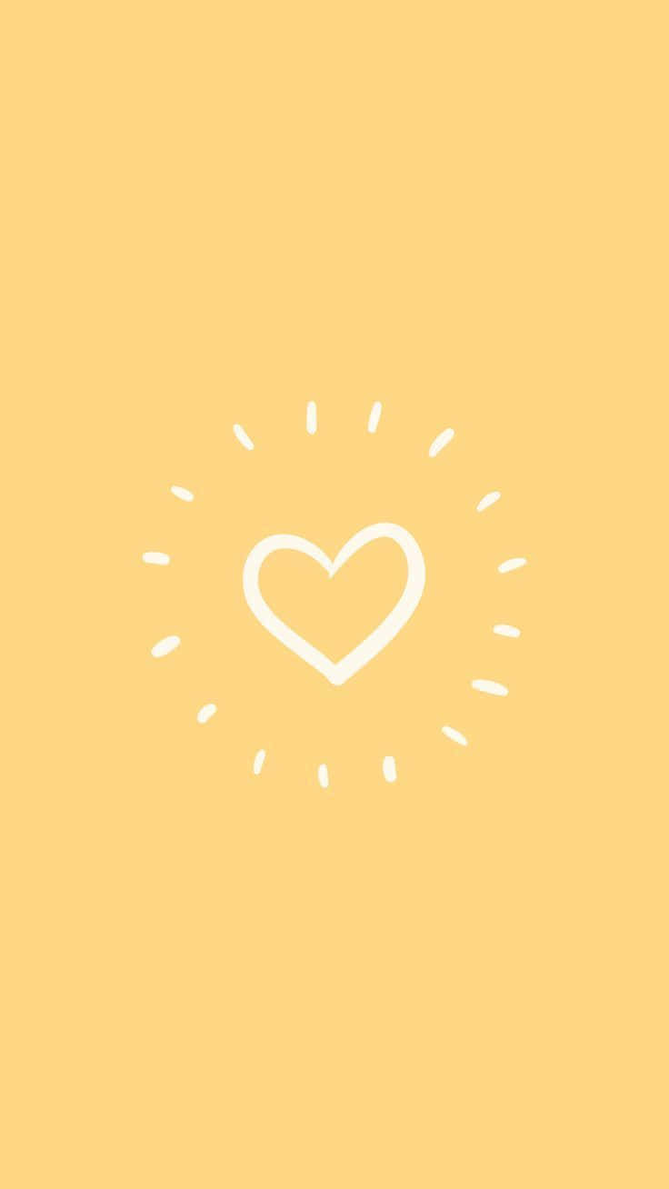 Minimalistisk hjerte sød pastelgul Wallpapers