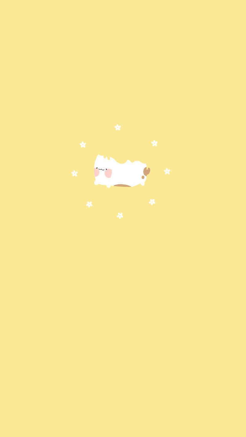 Minimalistisk Hund Sød Pastelgul Wallpapers