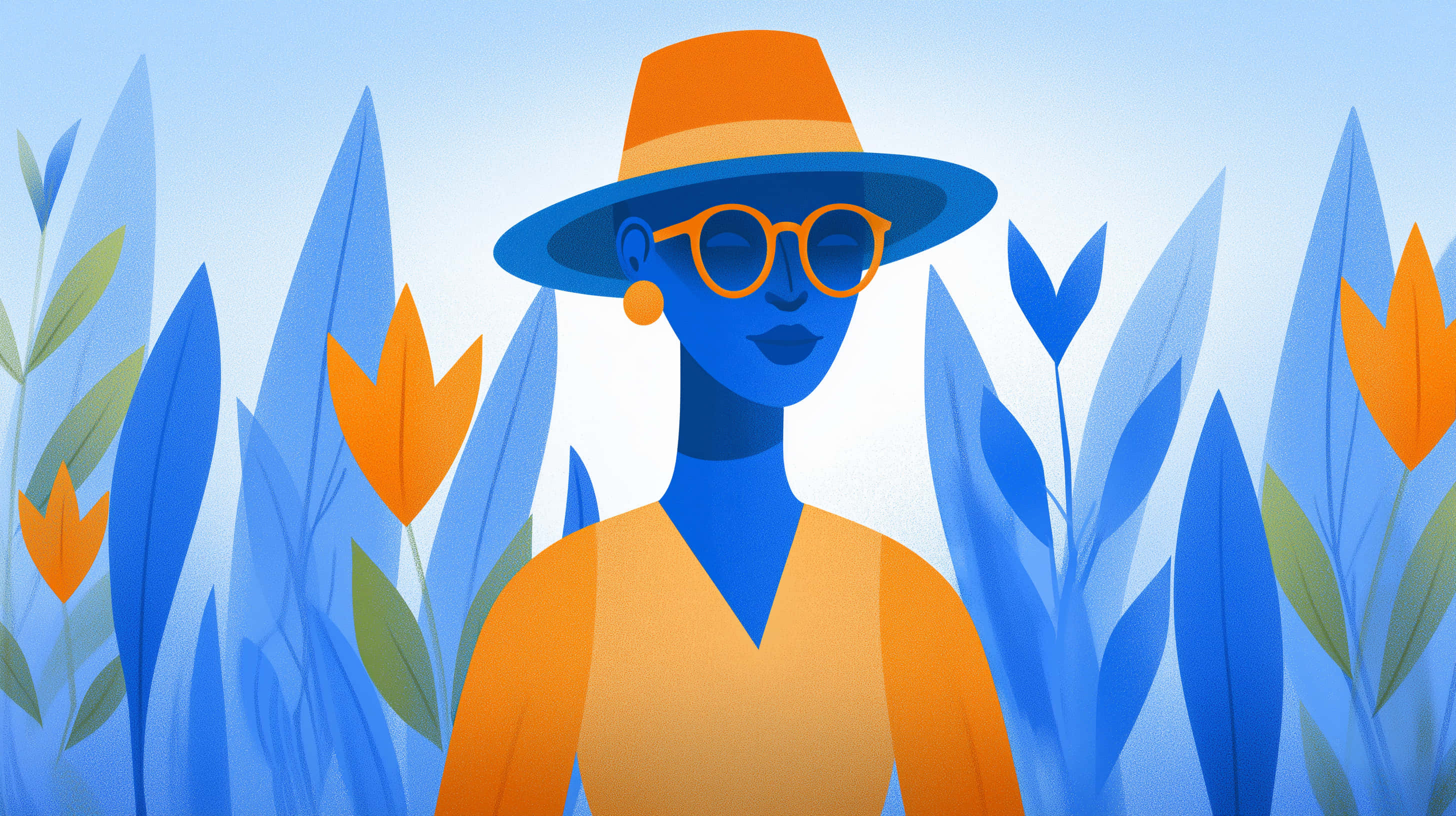 Minimalistisk illustration af en person med hat og briller Wallpapers
