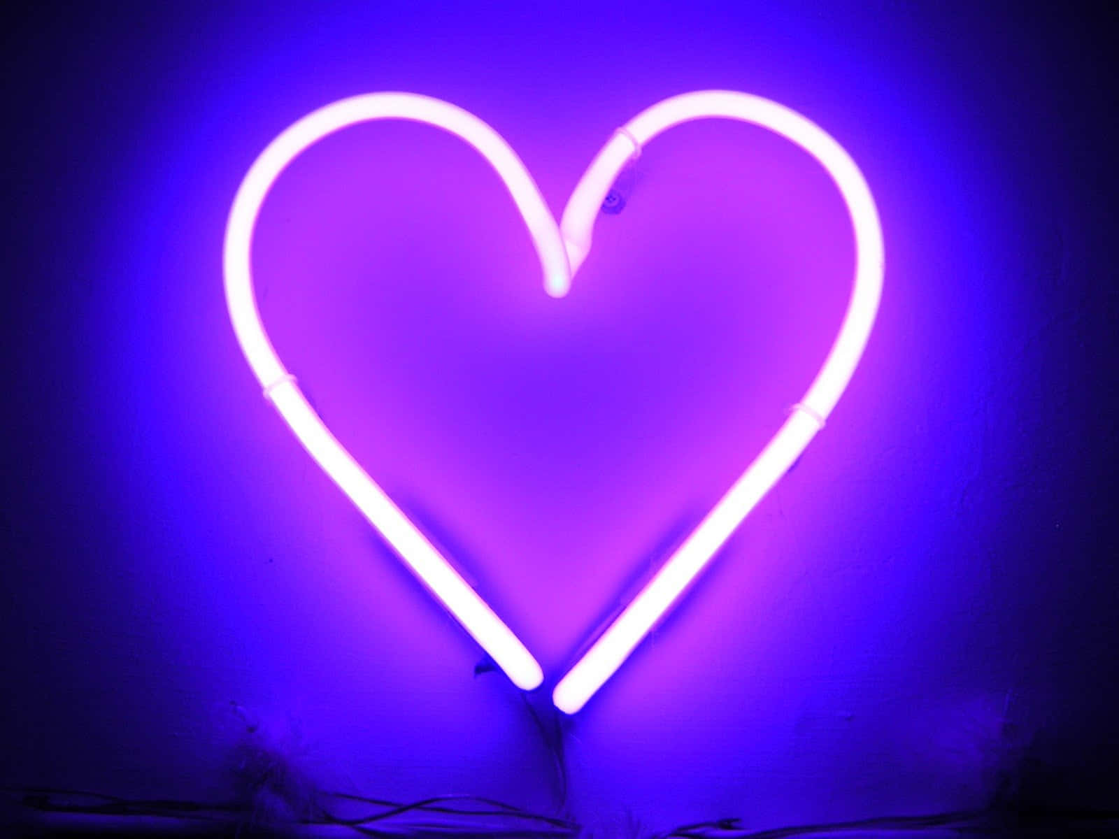 Minimalistisk lilla neonhjerte lys fotografi Wallpapers