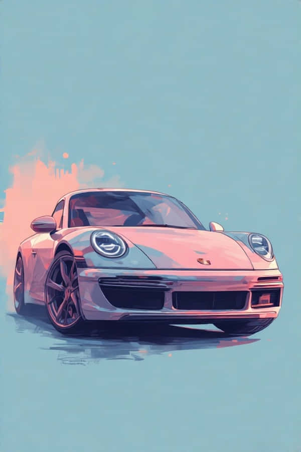 Minimalistisk Porsche 911 Pastelportræt Elegant 4K Portræt Wallpapers