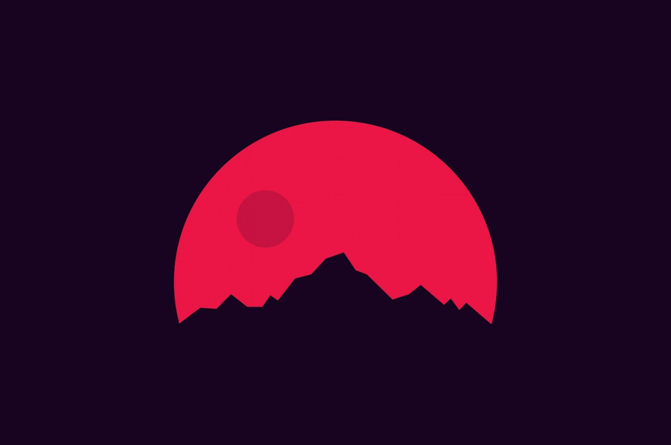Minimalistisk rødt bjerg Wallpapers