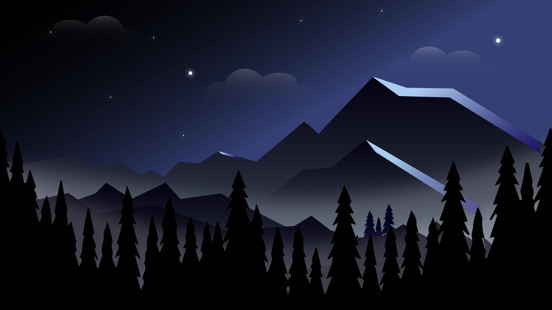 Minimalistisk skov om natten Wallpapers