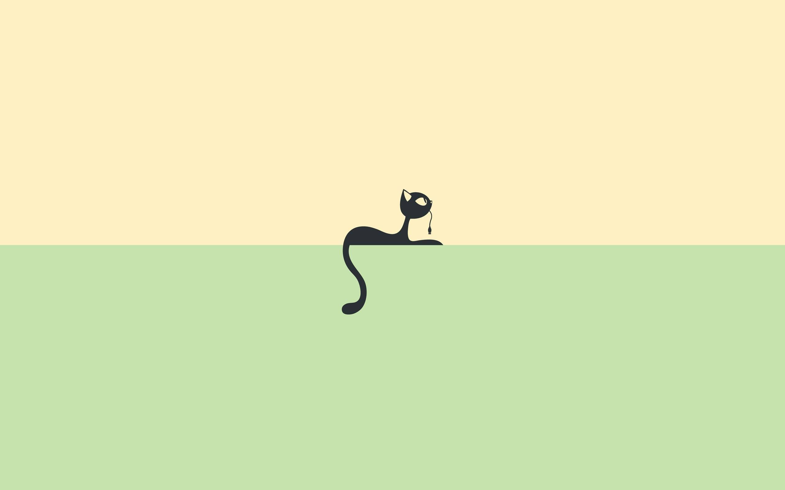 Minimalistisk sort tegneseriekatt Wallpapers