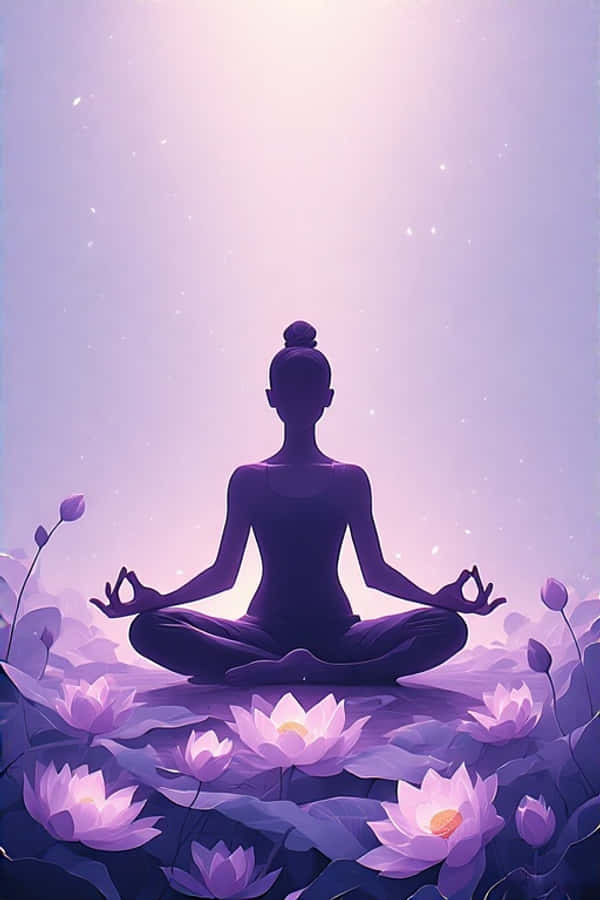Minimalistisk Yoga Lotus Stilling Beroligende Lavendel 4K Wallpapers