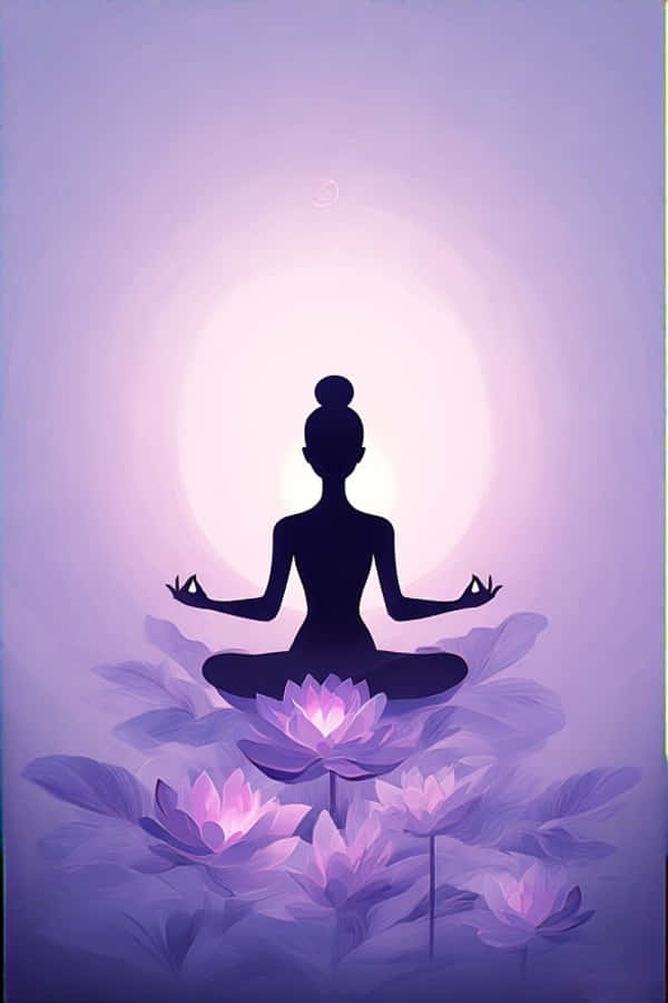 Minimalistisk Yoga Lotusposition Beroligende Lavendel 4K Wallpapers